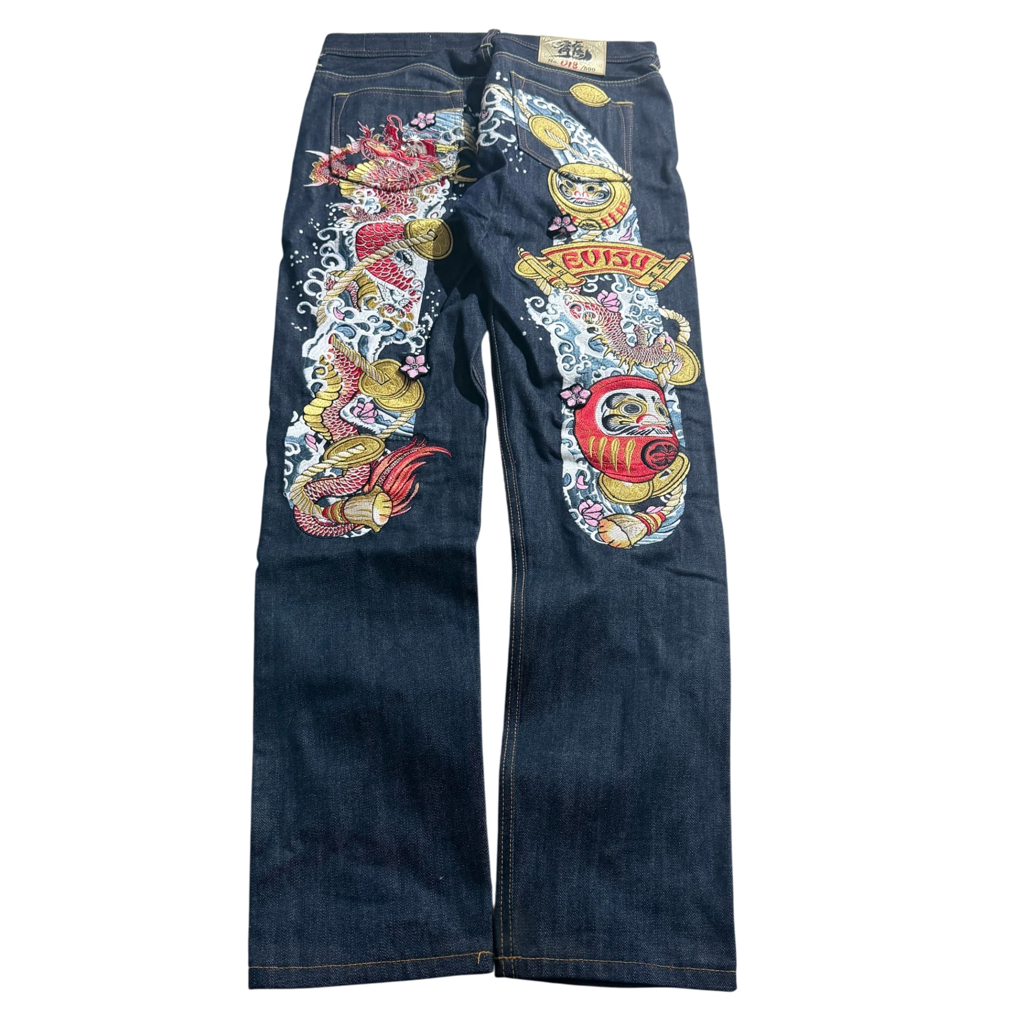 Evisu Daruma And Dragon Embroidered Selvedge Denim Jeans — photo 1 of 14