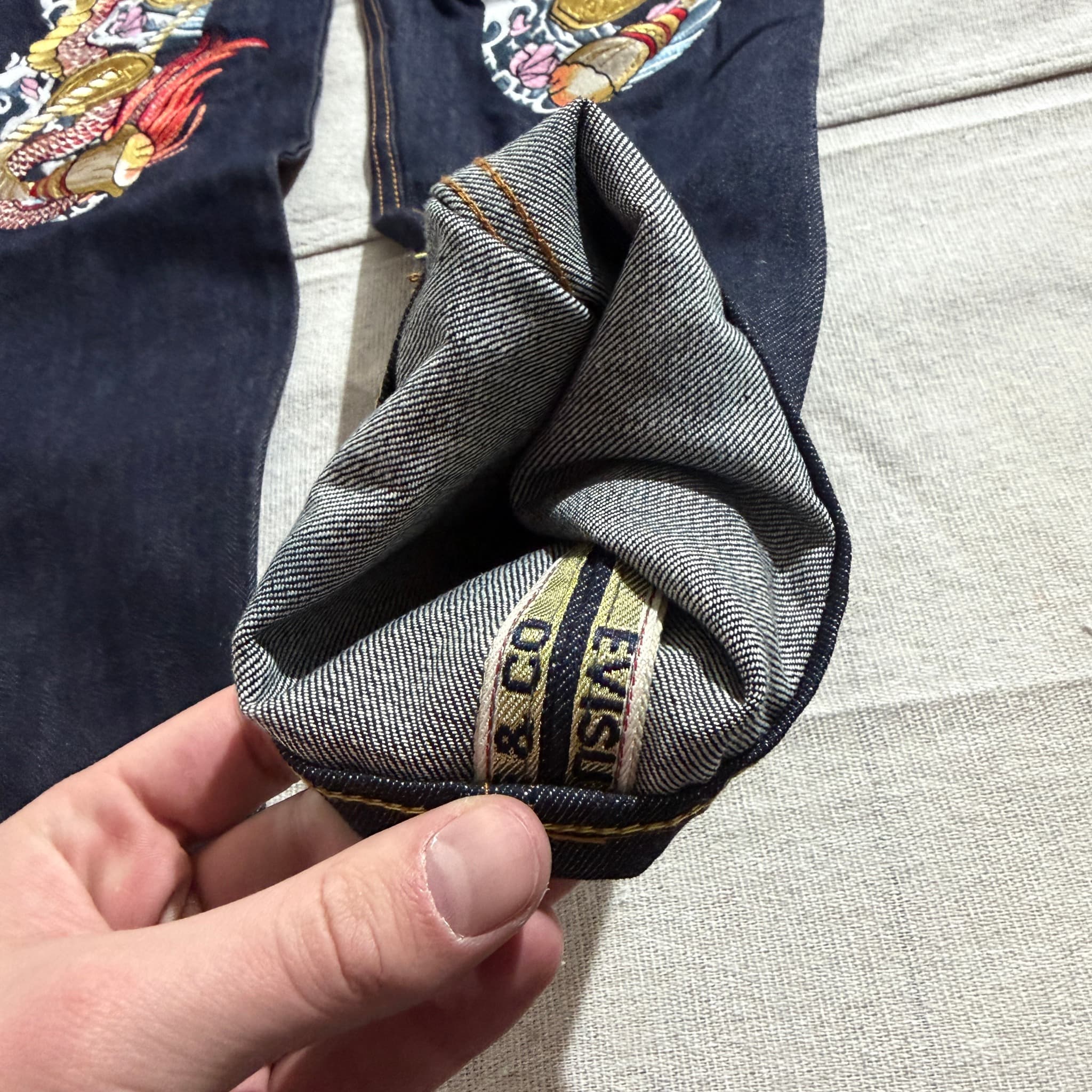 Evisu Daruma And Dragon Embroidered Selvedge Denim Jeans — photo 2 of 14