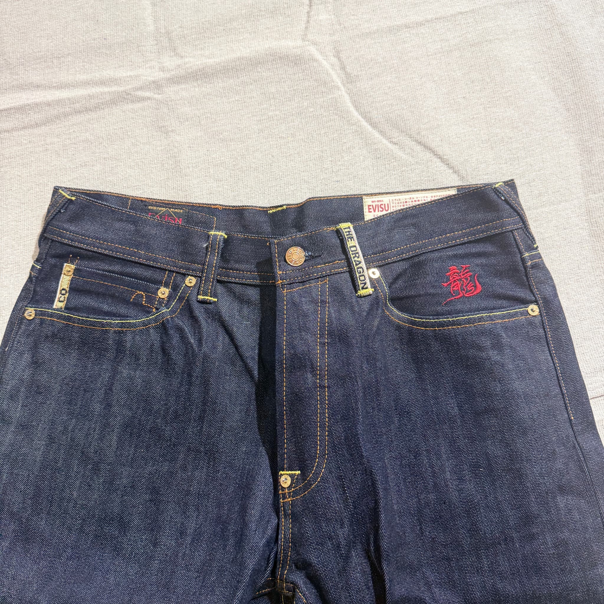 Evisu Daruma And Dragon Embroidered Selvedge Denim Jeans — photo 9 of 14
