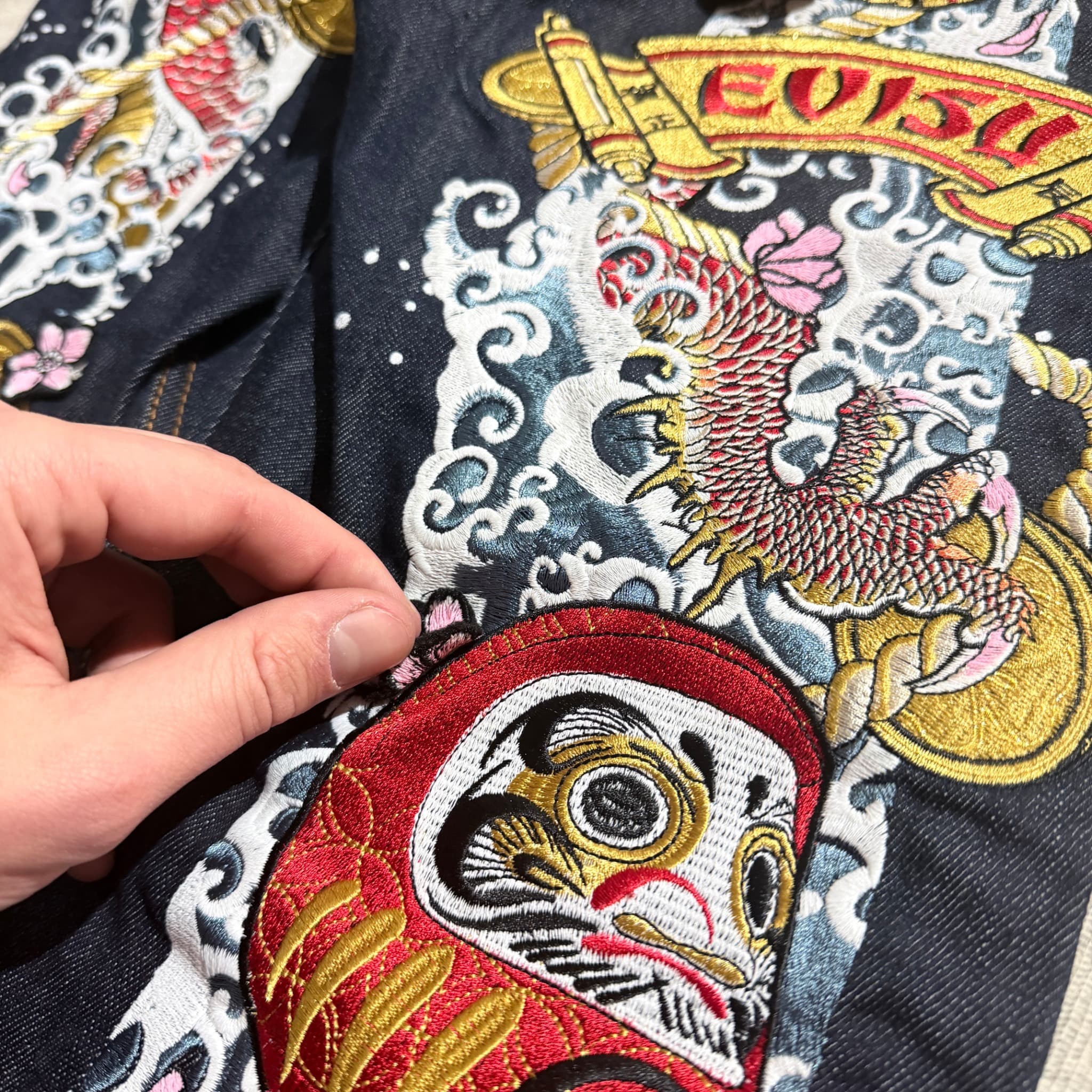 Evisu Daruma And Dragon Embroidered Selvedge Denim Jeans — photo 3 of 14