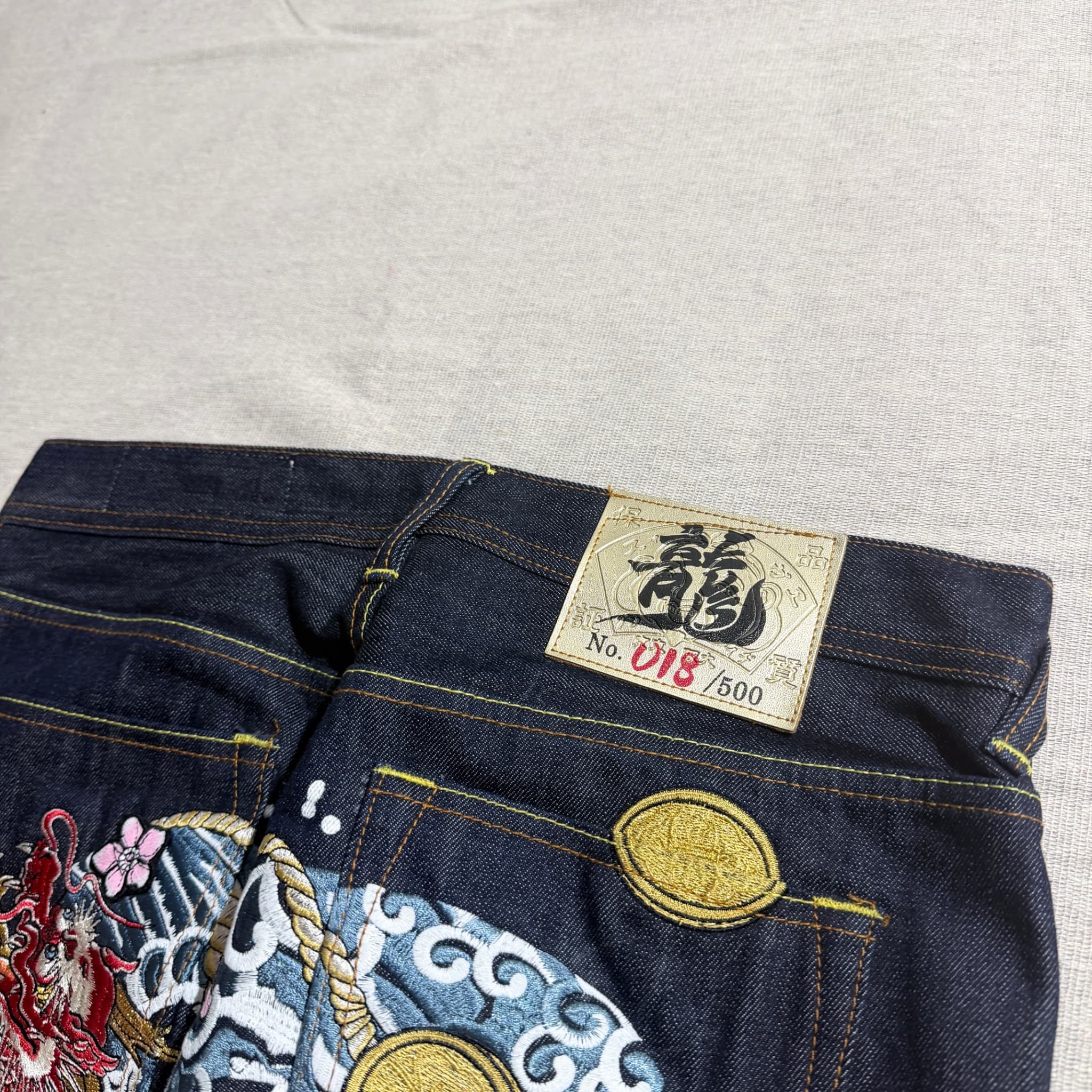 Evisu Daruma And Dragon Embroidered Selvedge Denim Jeans — photo 5 of 14