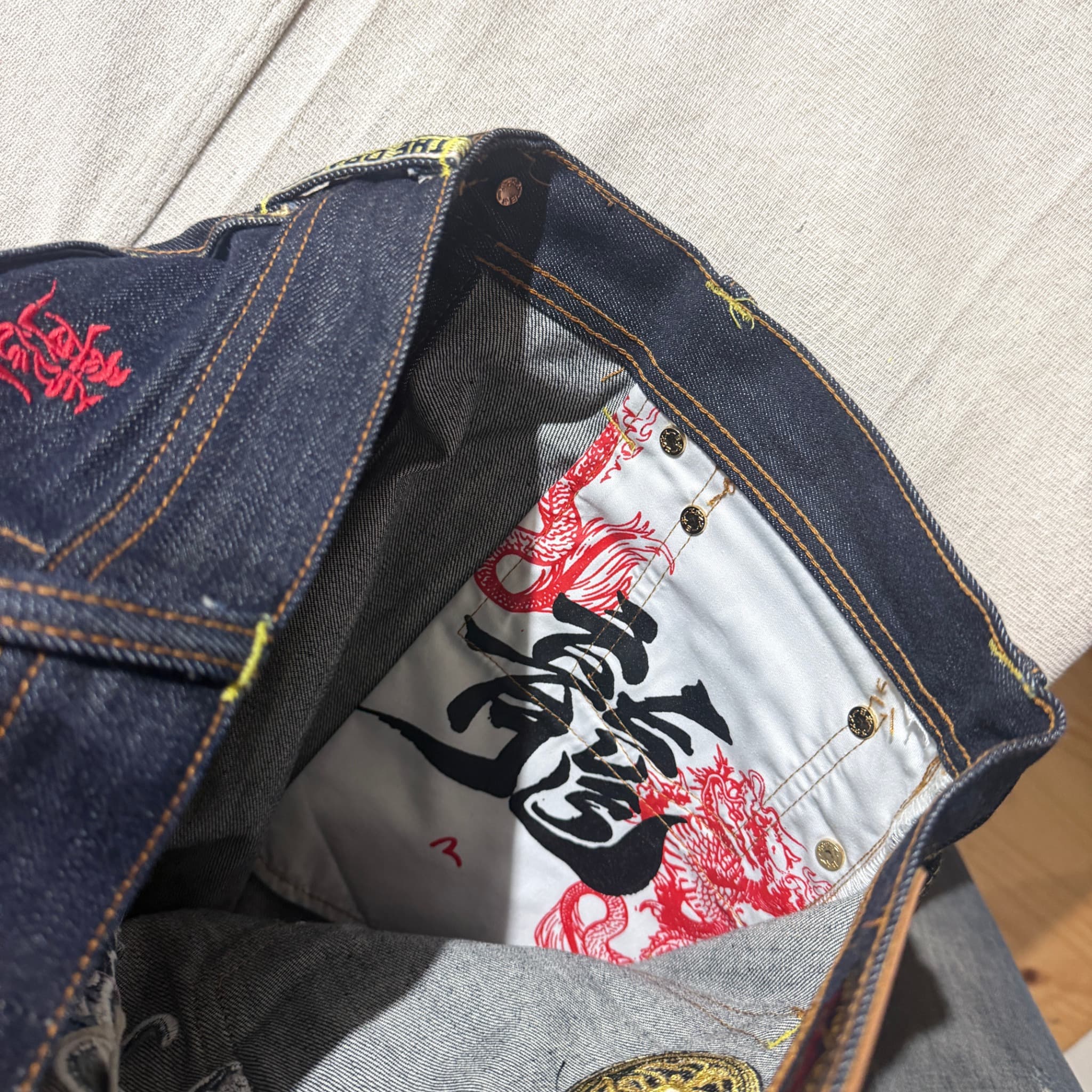 Evisu Daruma And Dragon Embroidered Selvedge Denim Jeans — photo 7 of 14