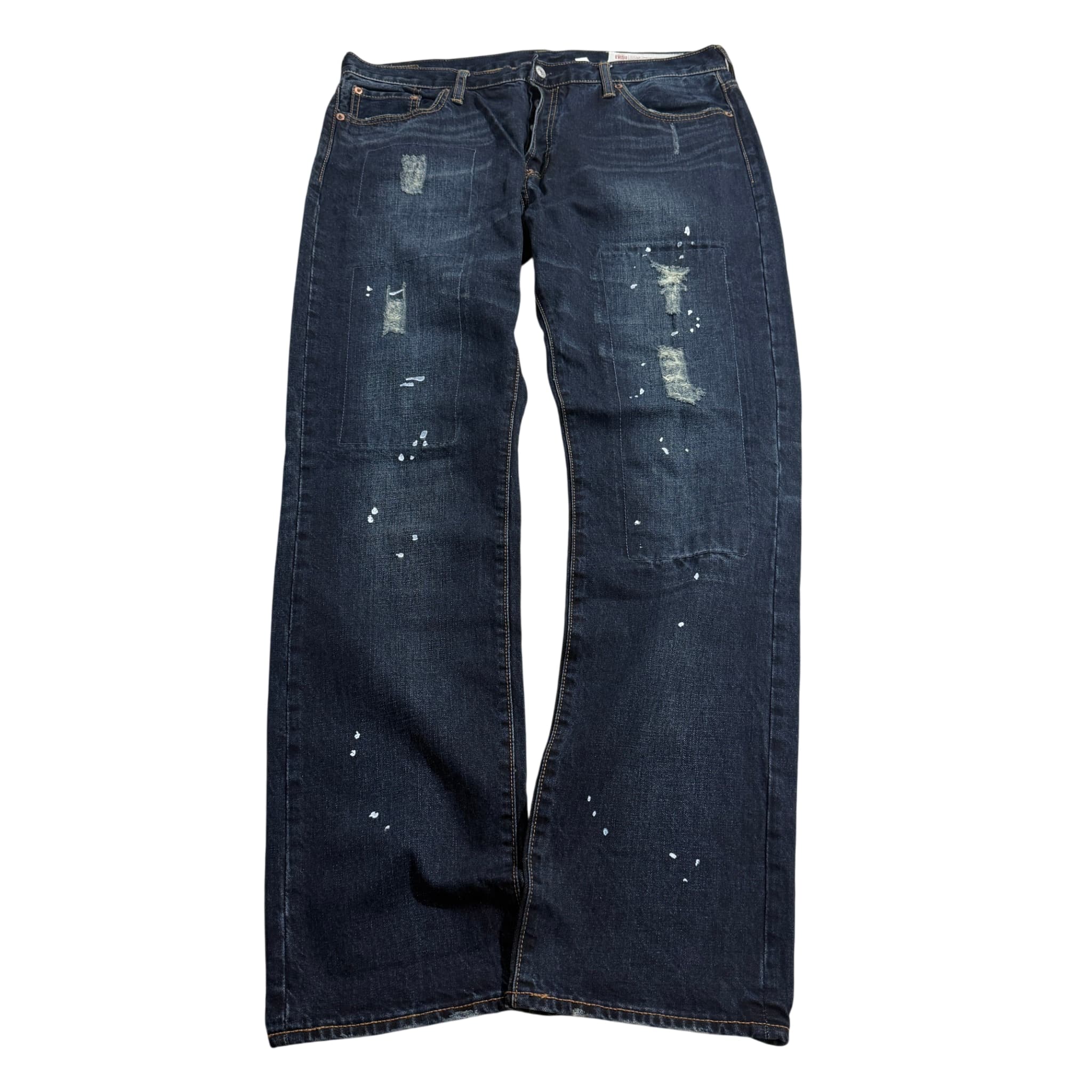 Evisu Distressed Paint Splatter Denim Jeans Dark Blue Men's 38x34 — photo 1 of 7
