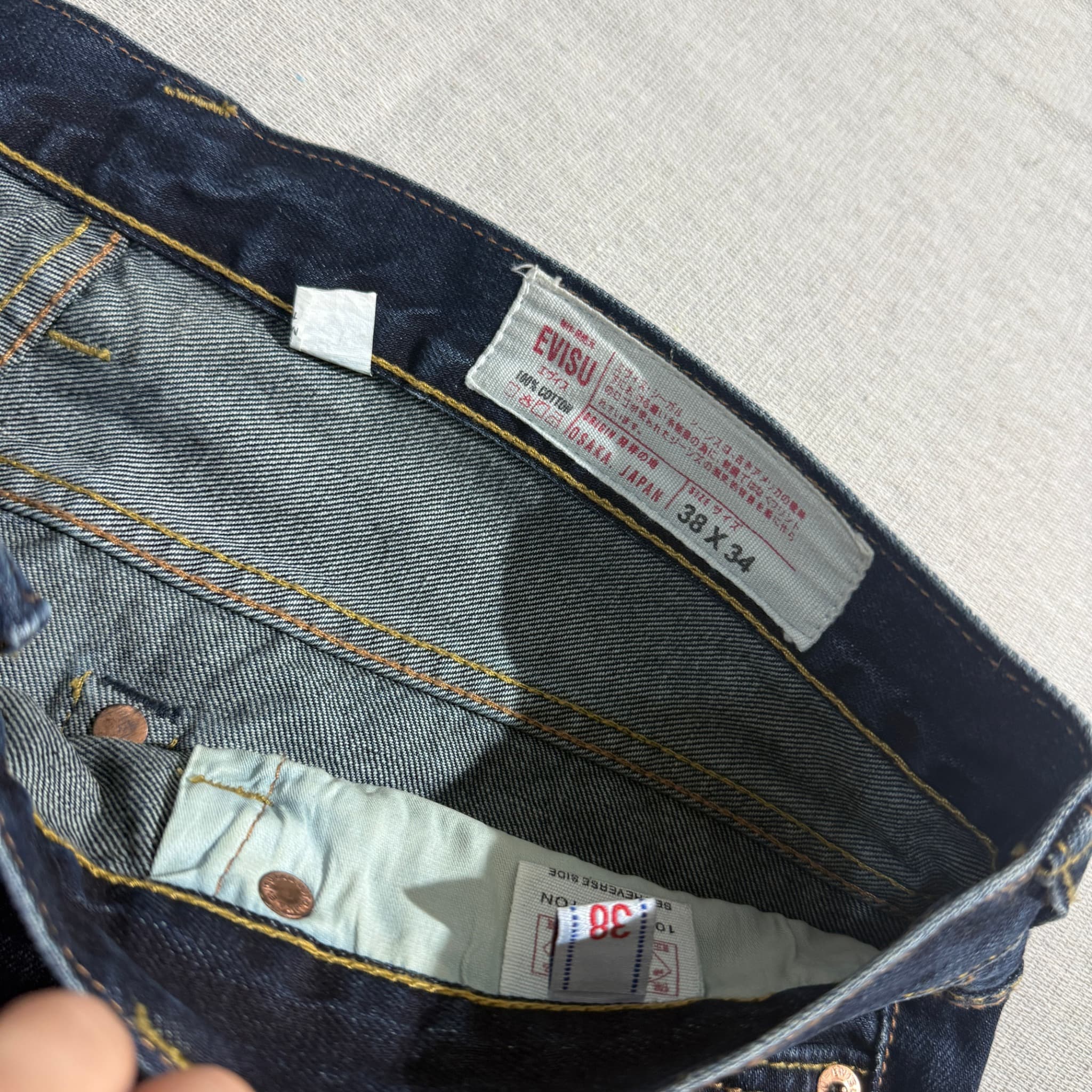 Evisu Distressed Paint Splatter Denim Jeans Dark Blue Men's 38x34 — photo 4 of 7
