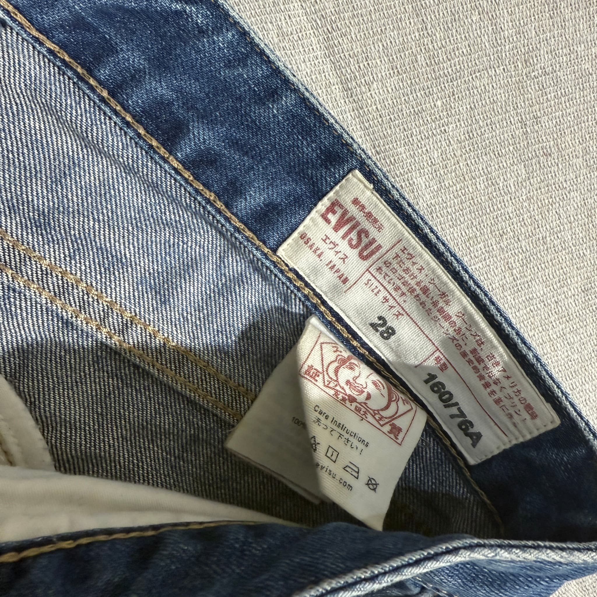 Evisu Men's Blue Denim Jeans With Floral Patchwork Detail Size 28 — photo 3 of 6