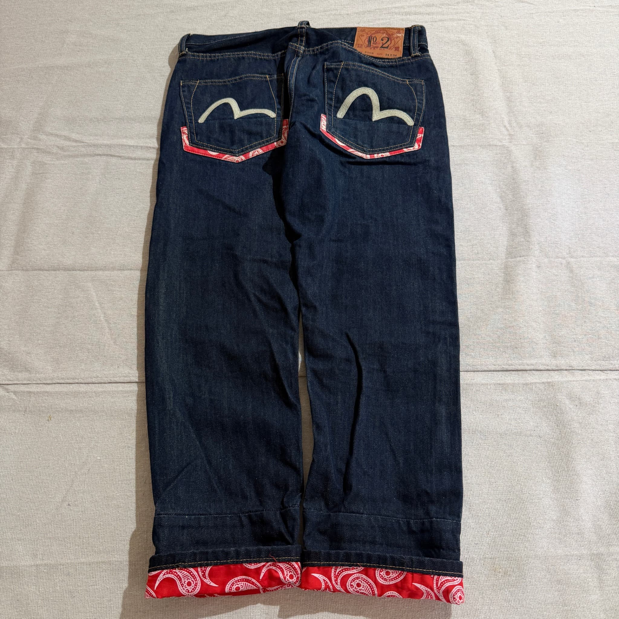 Evisu No. 2 Lot 2008 Dark Wash Denim Jeans With Paisley Detail Size 34 — photo 2 of 8