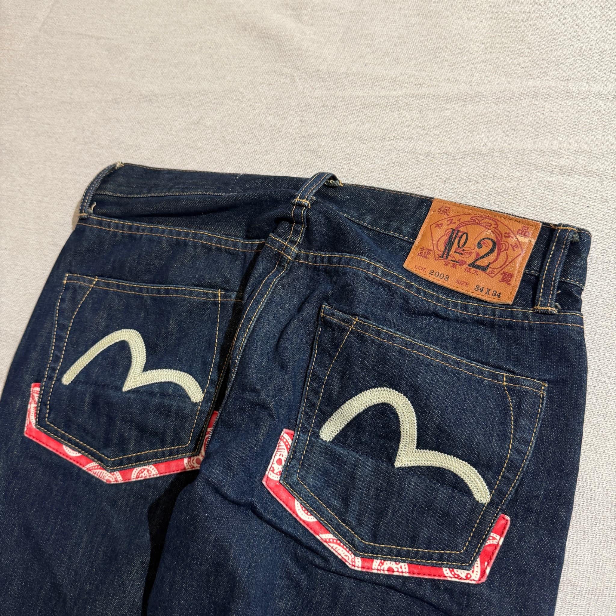Evisu No. 2 Lot 2008 Dark Wash Denim Jeans With Paisley Detail Size 34 — photo 4 of 8