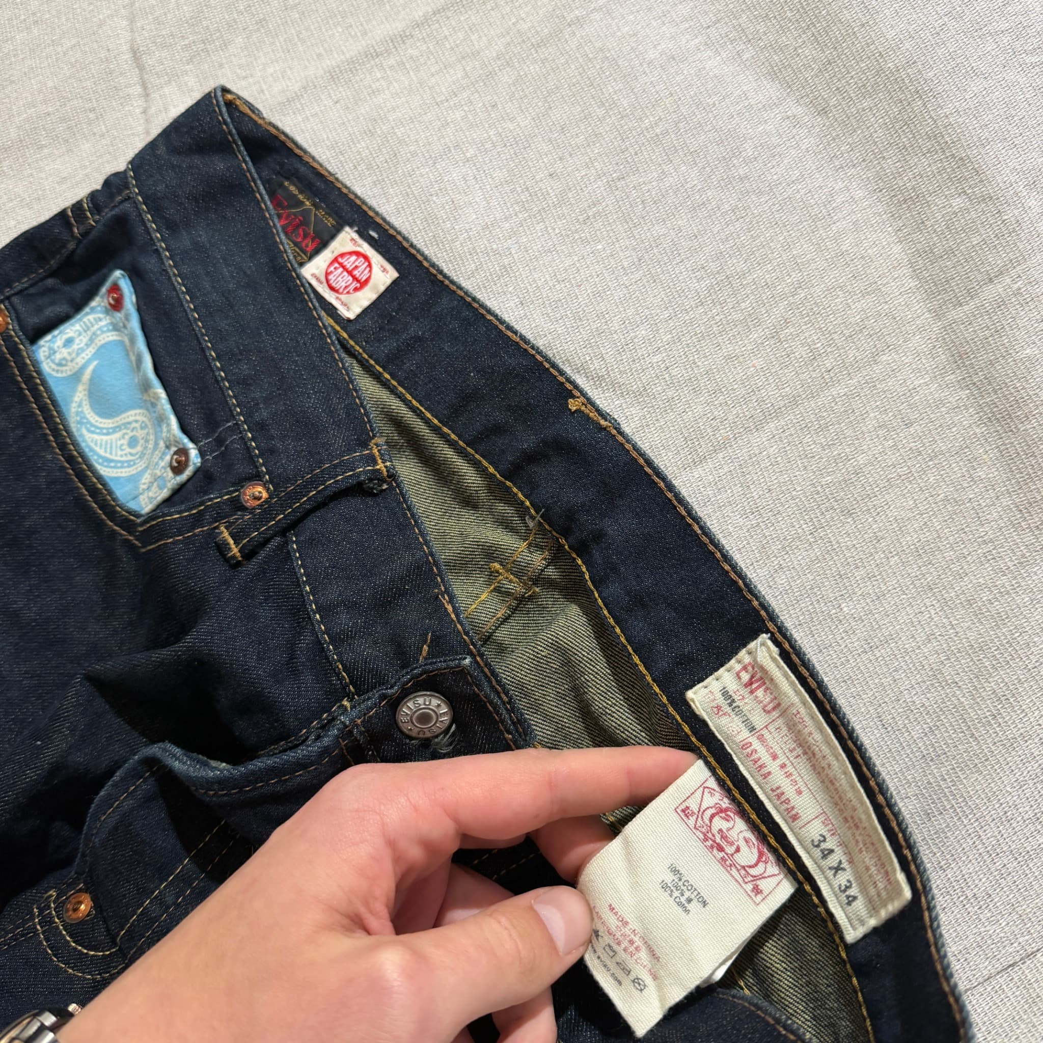 Evisu No. 2 Lot 2008 Dark Wash Denim Jeans With Paisley Detail Size 34 — photo 6 of 8