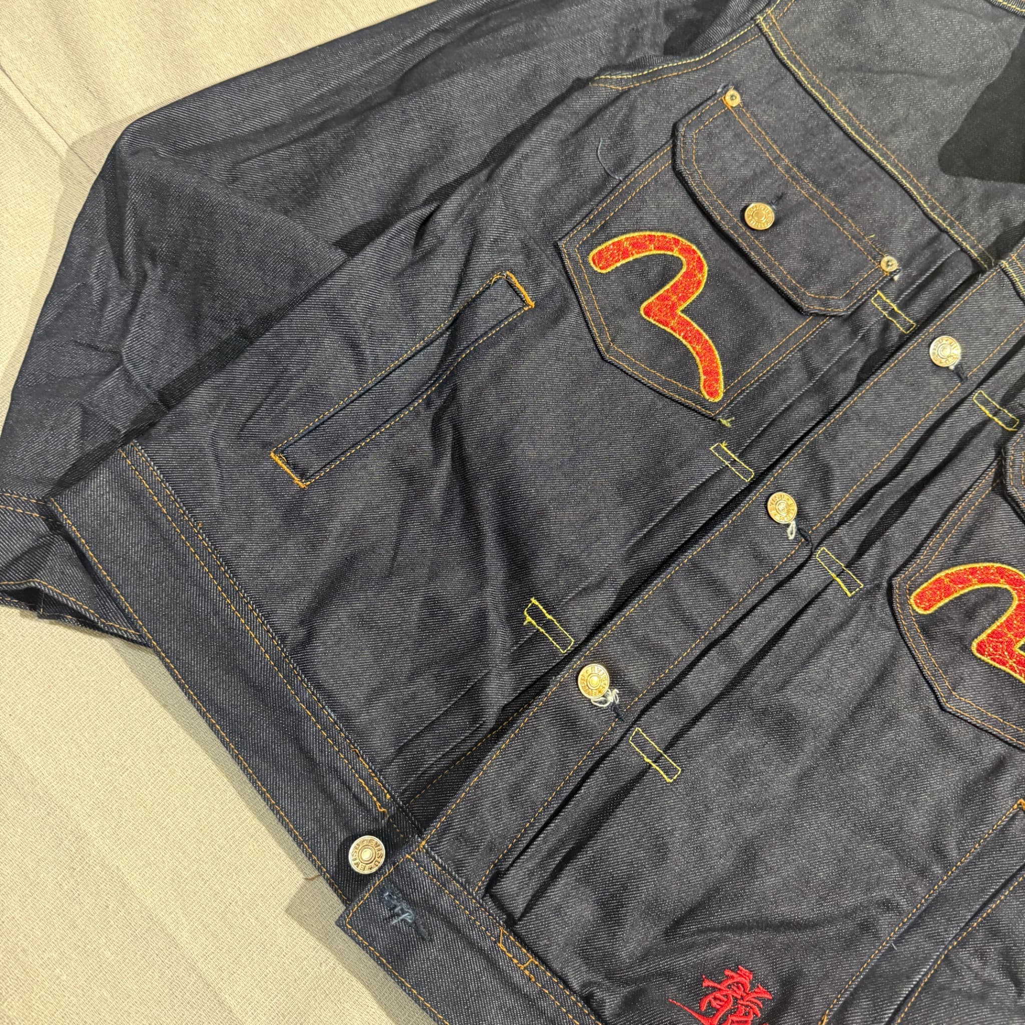 Evisu Raw Denim Jacket With Embroidered Seagull And Kanji Size S — photo 3 of 9