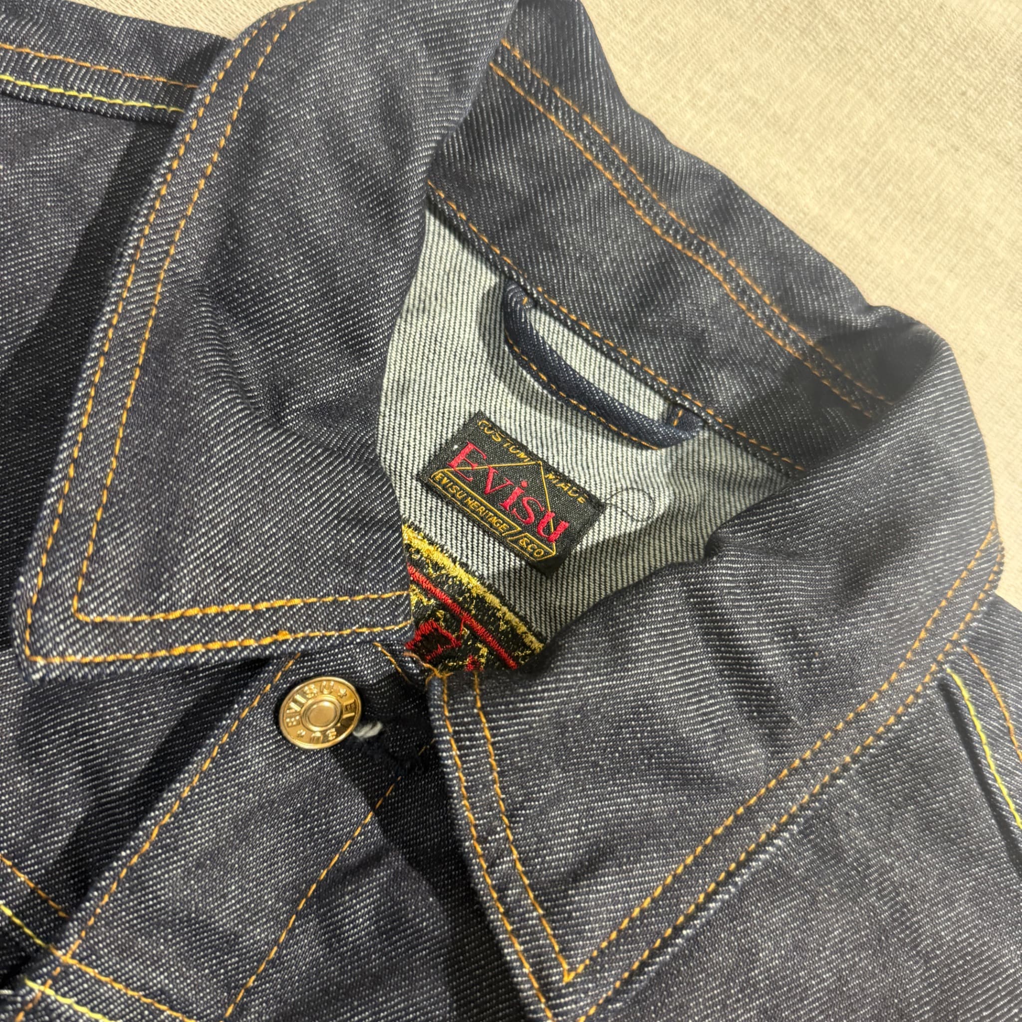 Evisu Raw Denim Jacket With Embroidered Seagull And Kanji Size S — photo 4 of 9