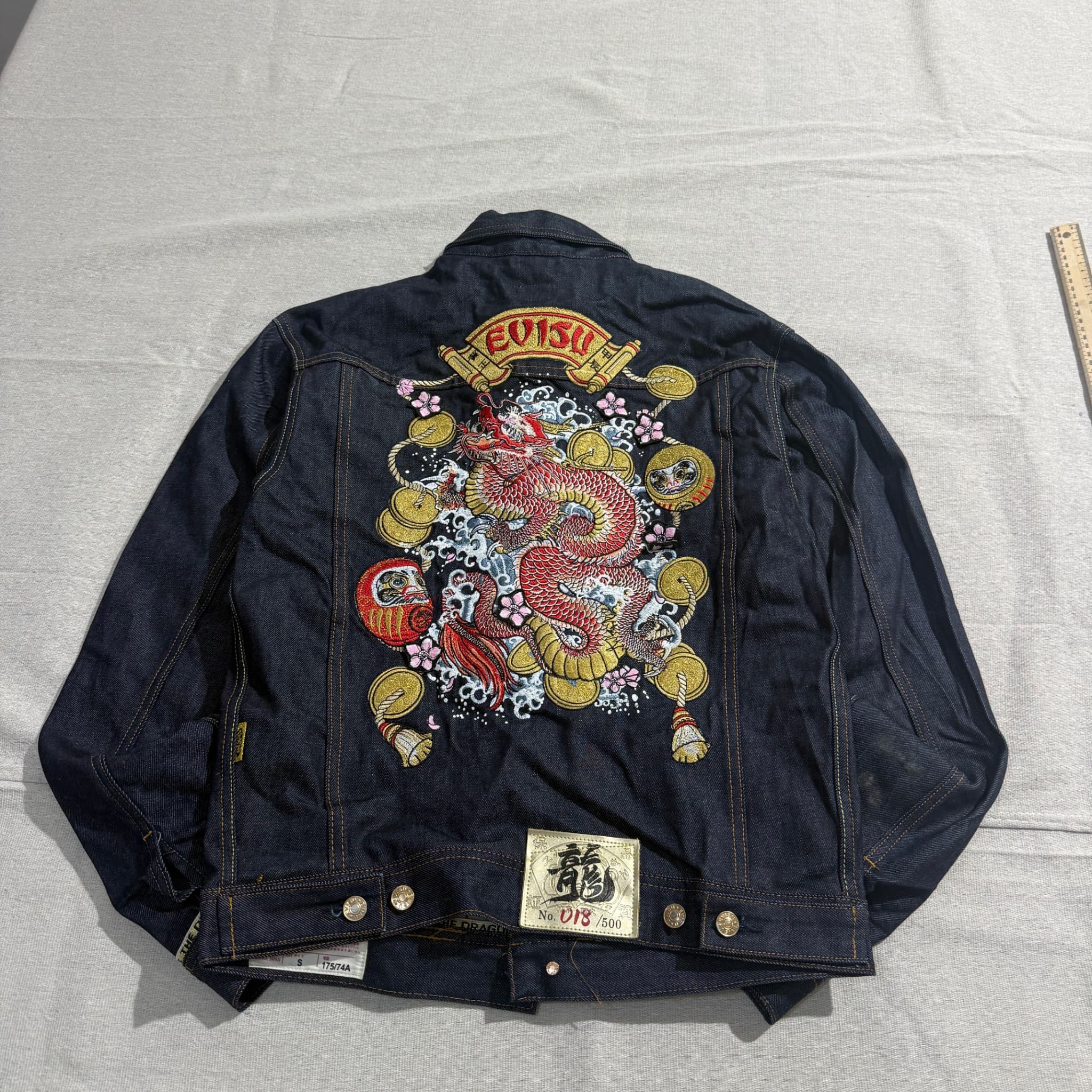 Evisu Raw Denim Jacket With Embroidered Seagull And Kanji Size S — photo 7 of 9