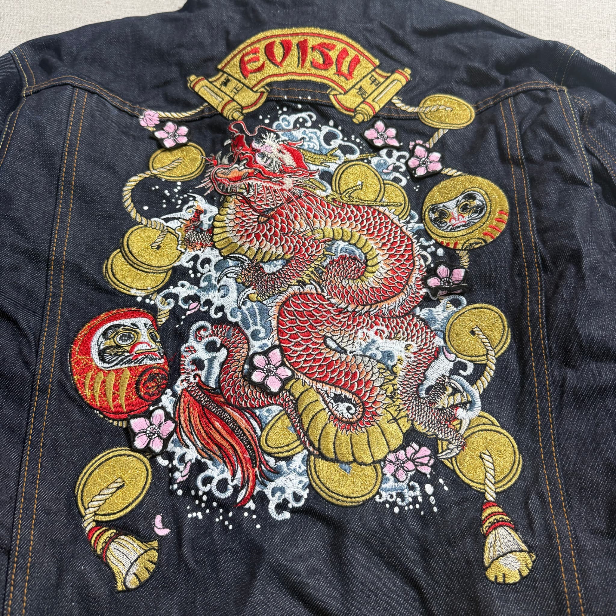 Evisu Raw Denim Jacket With Embroidered Seagull And Kanji Size S — photo 8 of 9