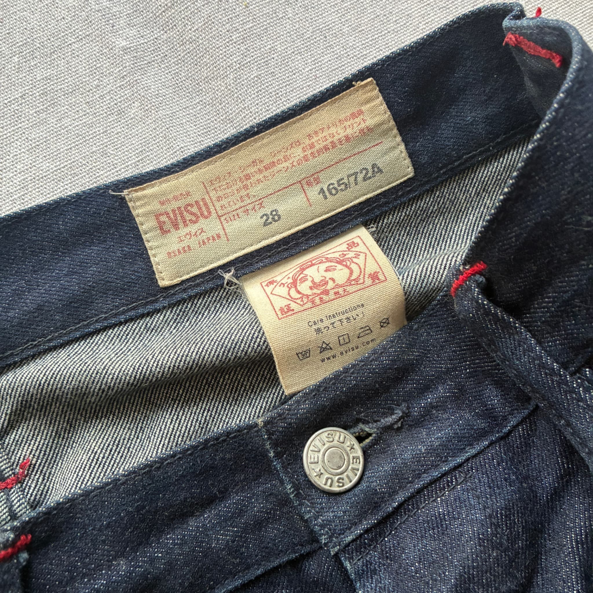 Evisu Raw Denim Jeans Dark Blue Paisley Pocket Detail Baggy Vintage 2000s — photo 5 of 8