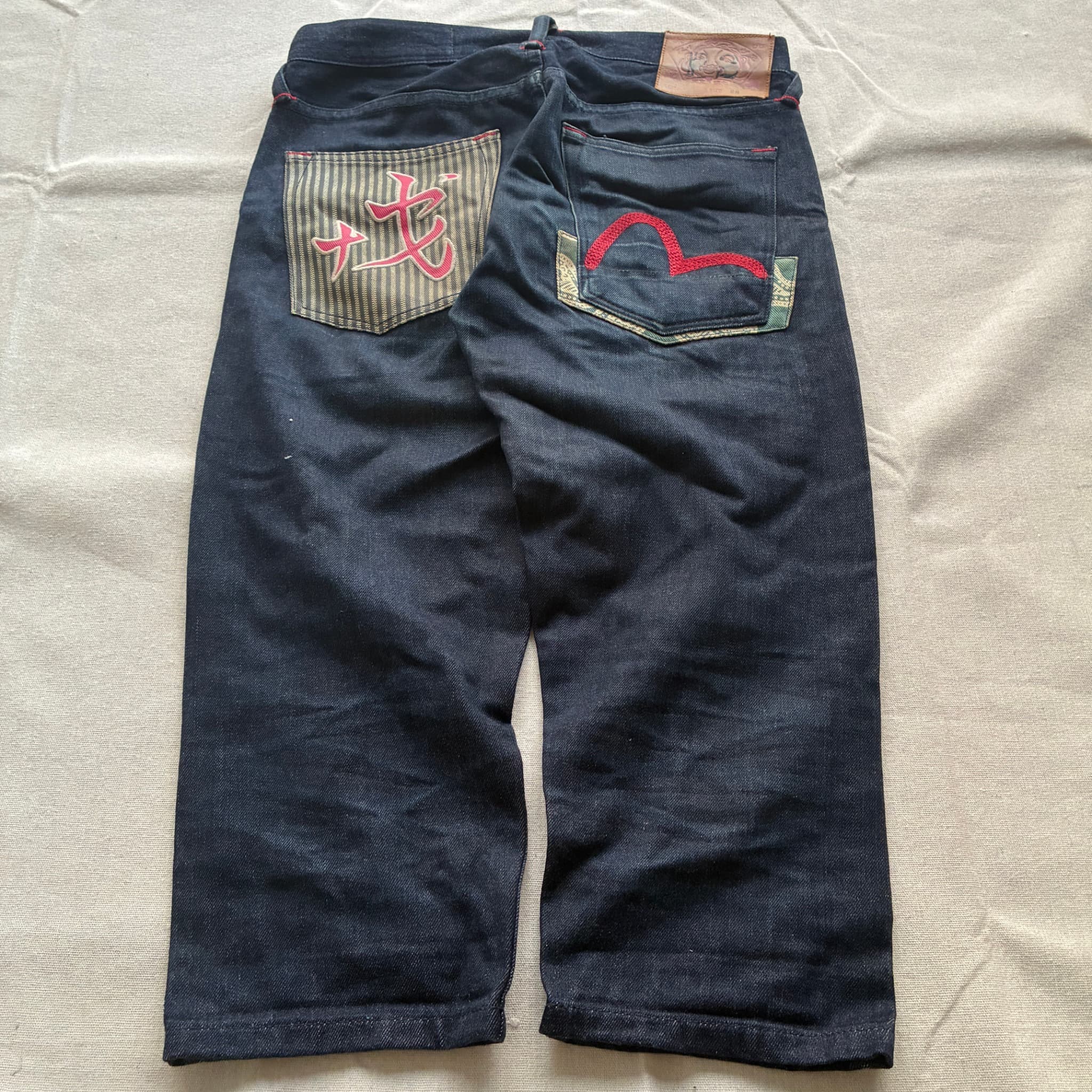 Evisu Raw Denim Jeans Dark Blue Paisley Pocket Detail Baggy Vintage 2000s — photo 1 of 8
