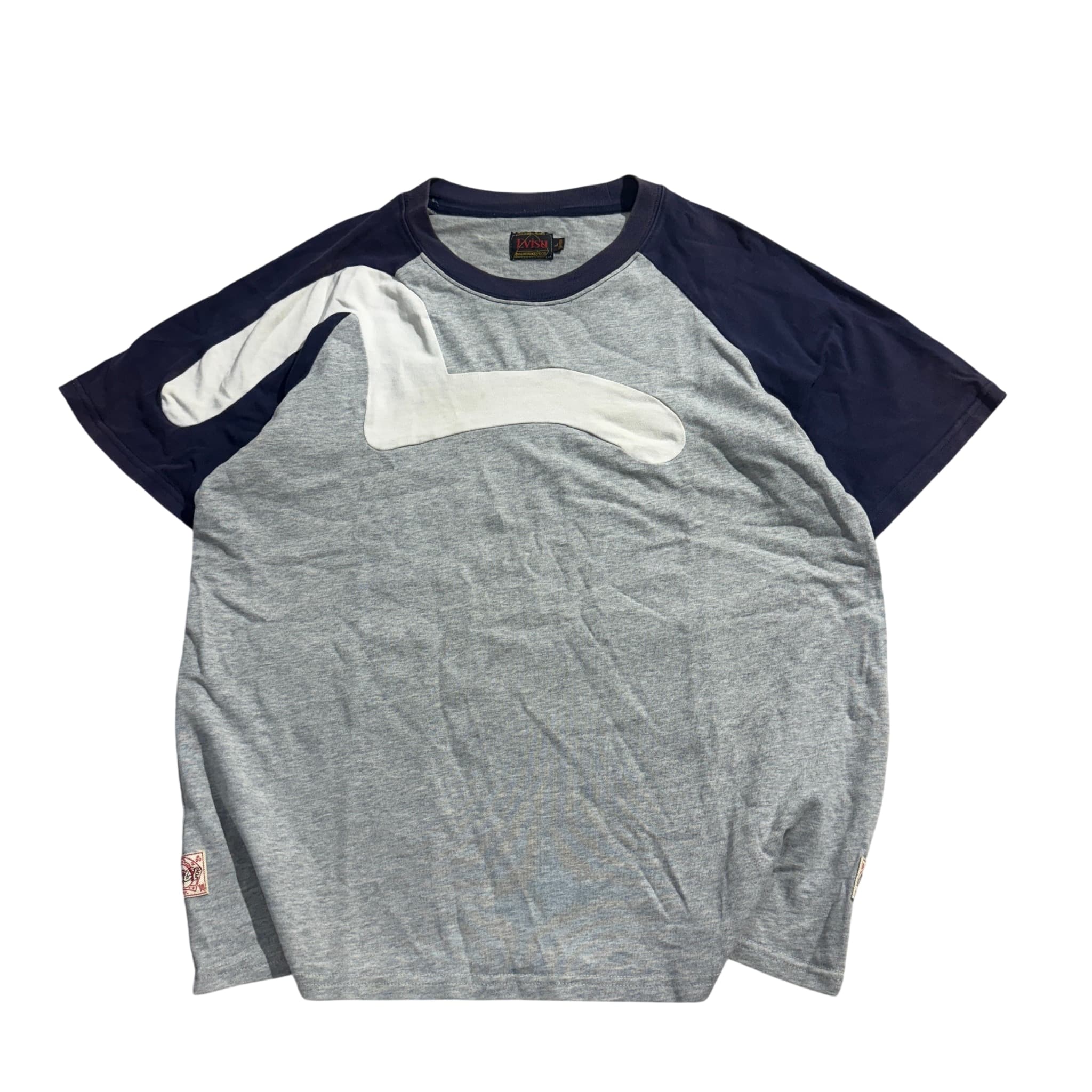 Evisu Seagull Logo Raglan T-Shirt Grey Navy Blue Size L — photo 1 of 6
