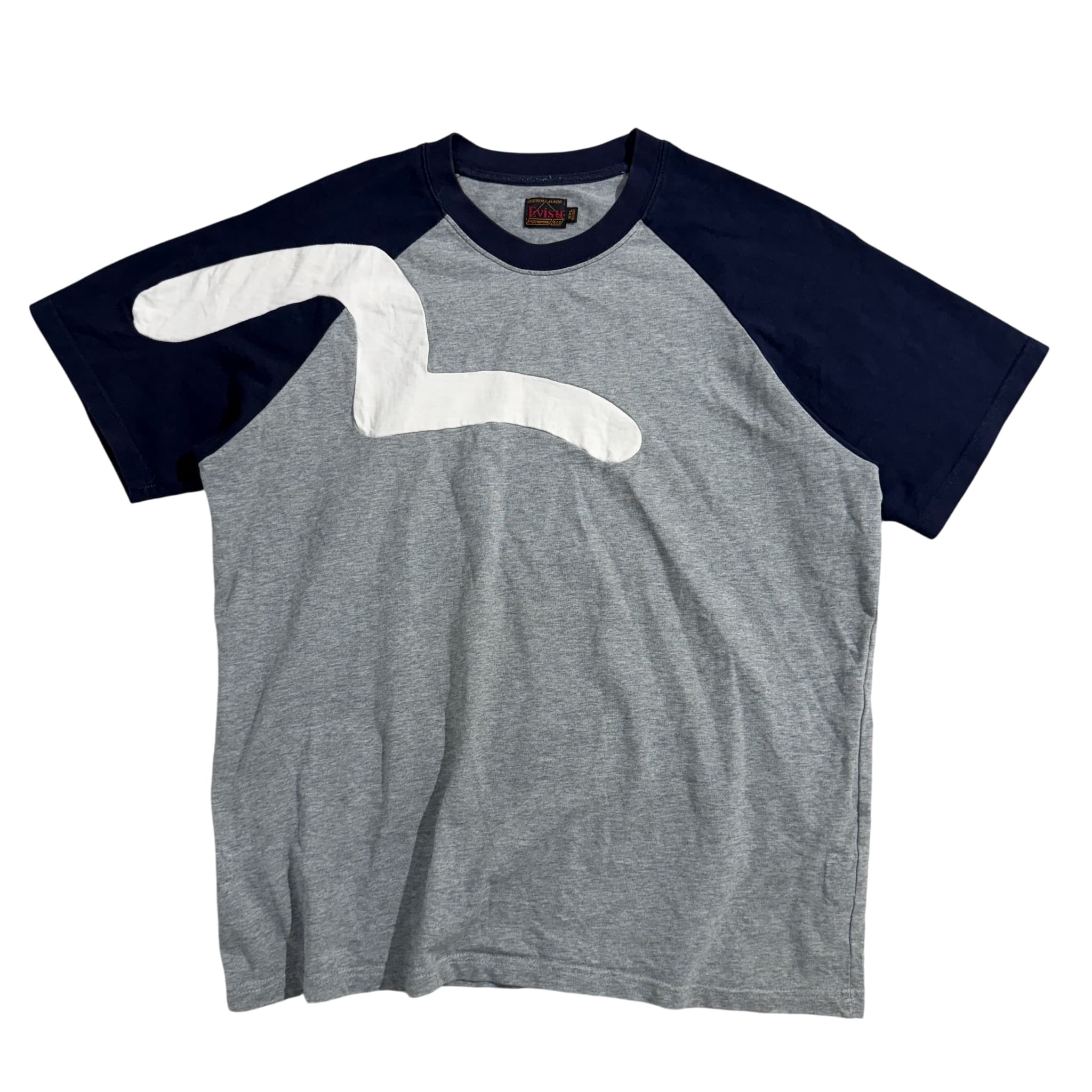 Evisu Seagull Logo Raglan T-Shirt Grey Navy XXL