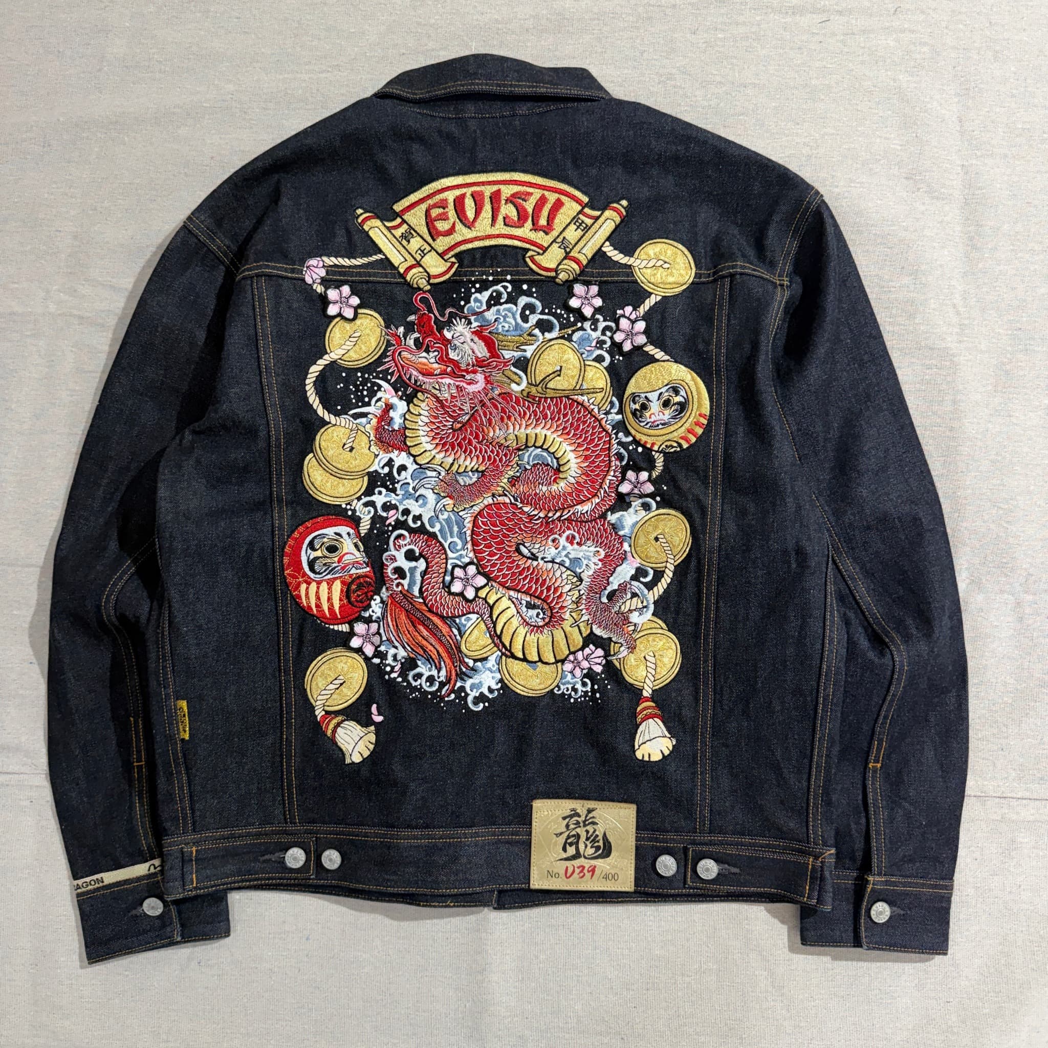 Evisu Year of the Dragon Denim Jacket Dark Blue Embroidered Size M — photo 2 of 14