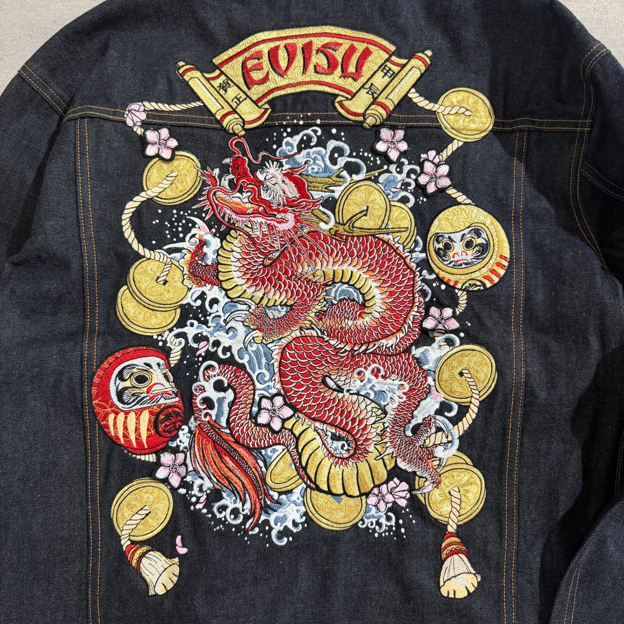 Evisu Year of the Dragon Denim Jacket Dark Blue Embroidered Size M — photo 4 of 14