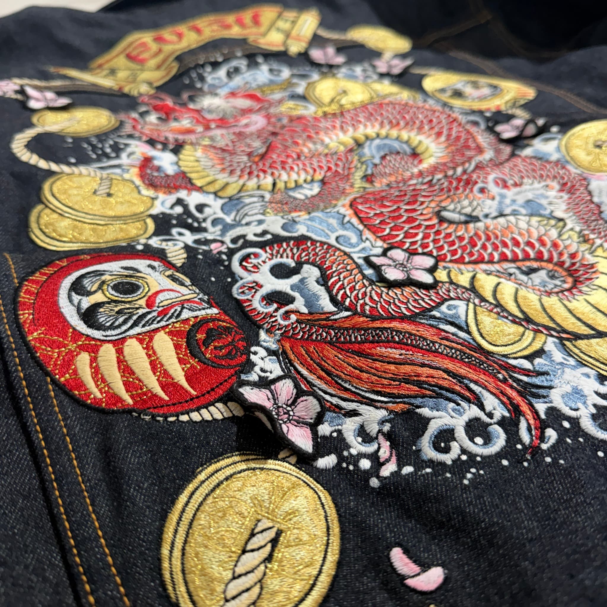 Evisu Year of the Dragon Denim Jacket Dark Blue Embroidered Size M — photo 5 of 14