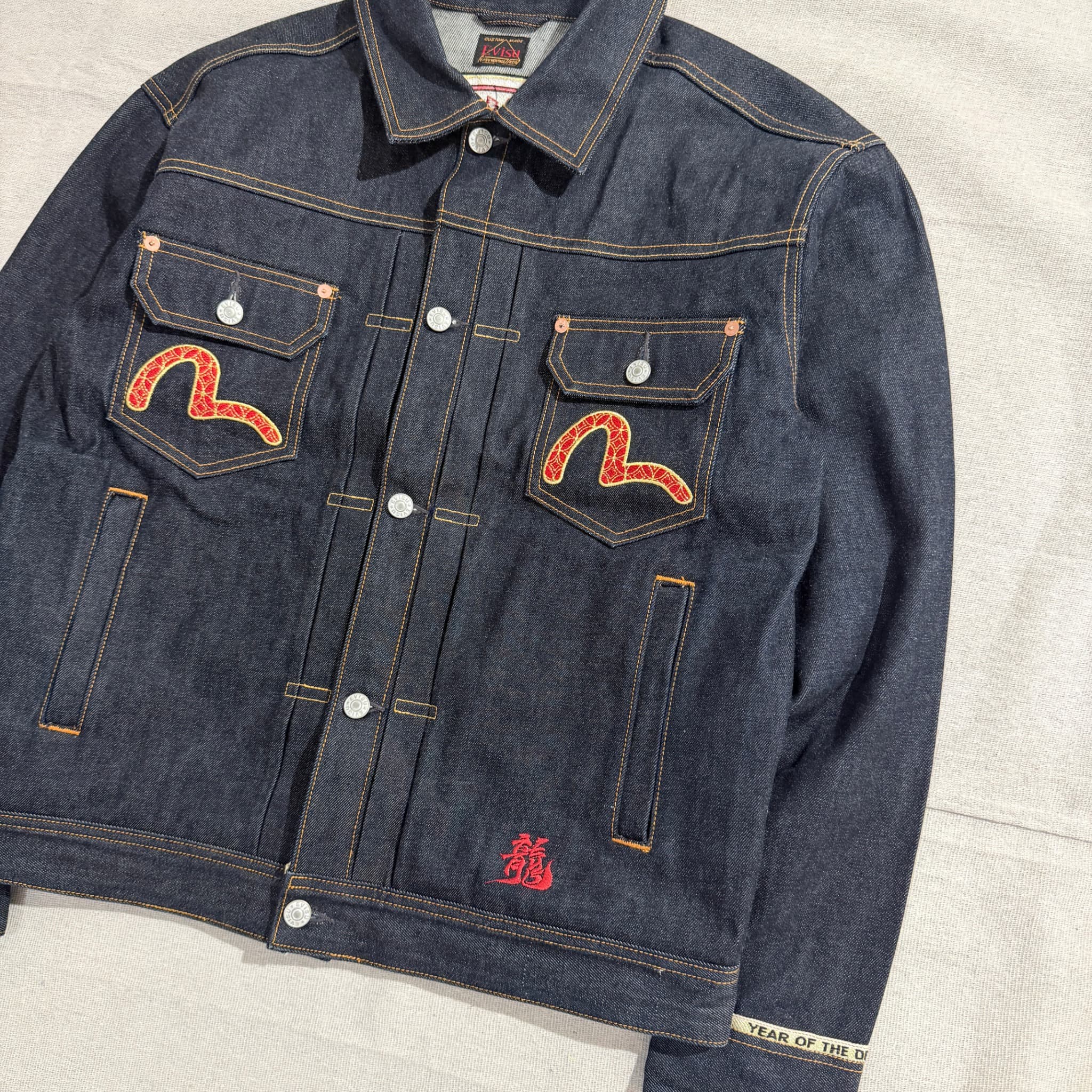 Evisu Year of the Dragon Denim Jacket Dark Blue Embroidered Size M — photo 9 of 14