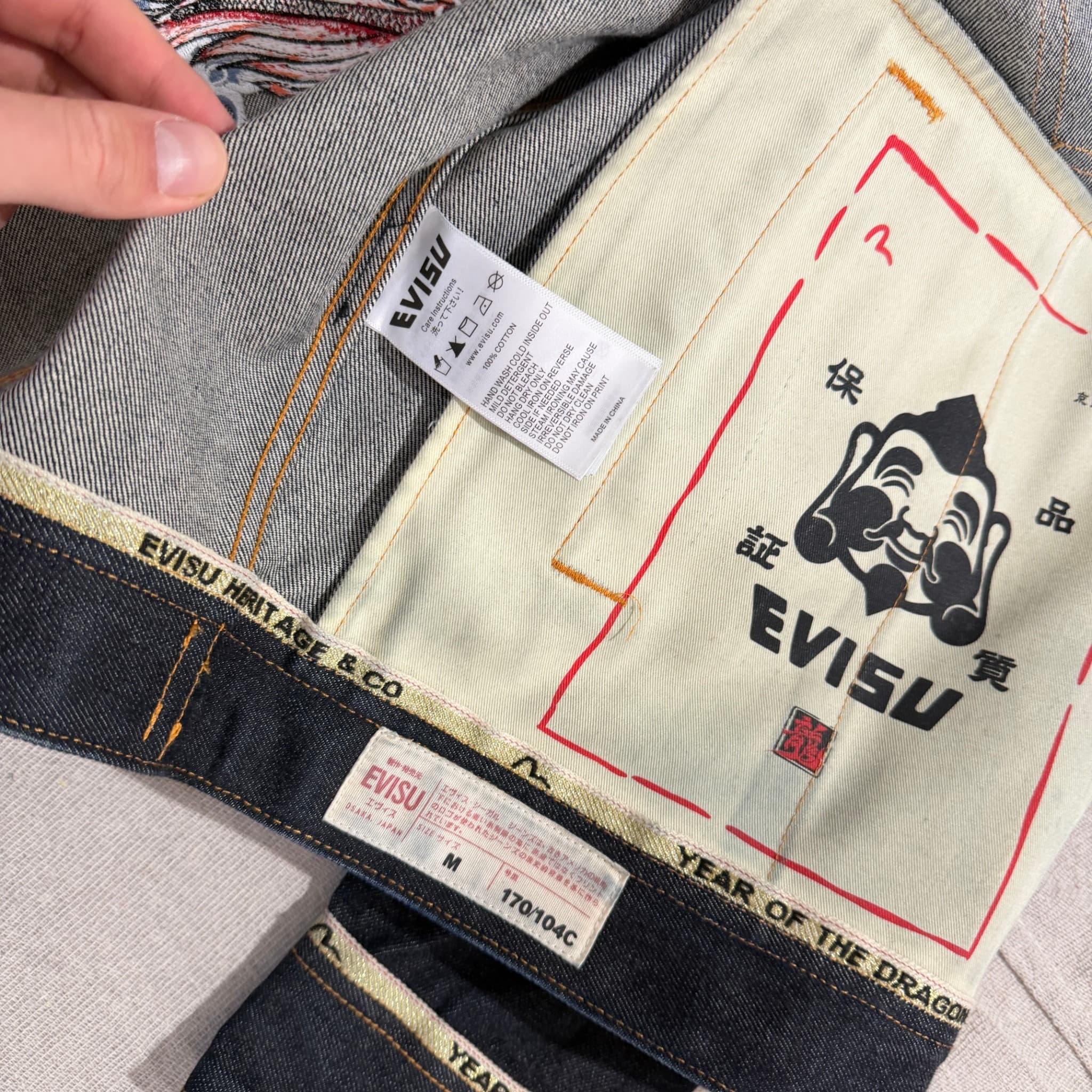 Evisu Year of the Dragon Denim Jacket Dark Blue Embroidered Size M — photo 13 of 14