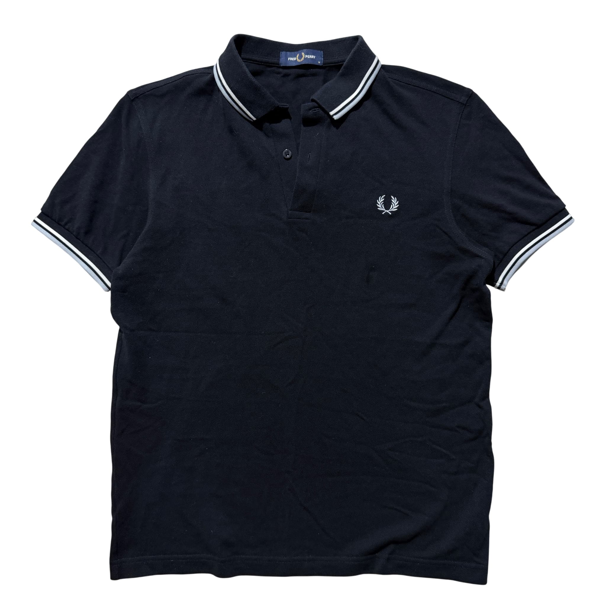 Fred Perry M3600 Twin Tipped Polo Shirt Black White Size M — photo 1 of 10