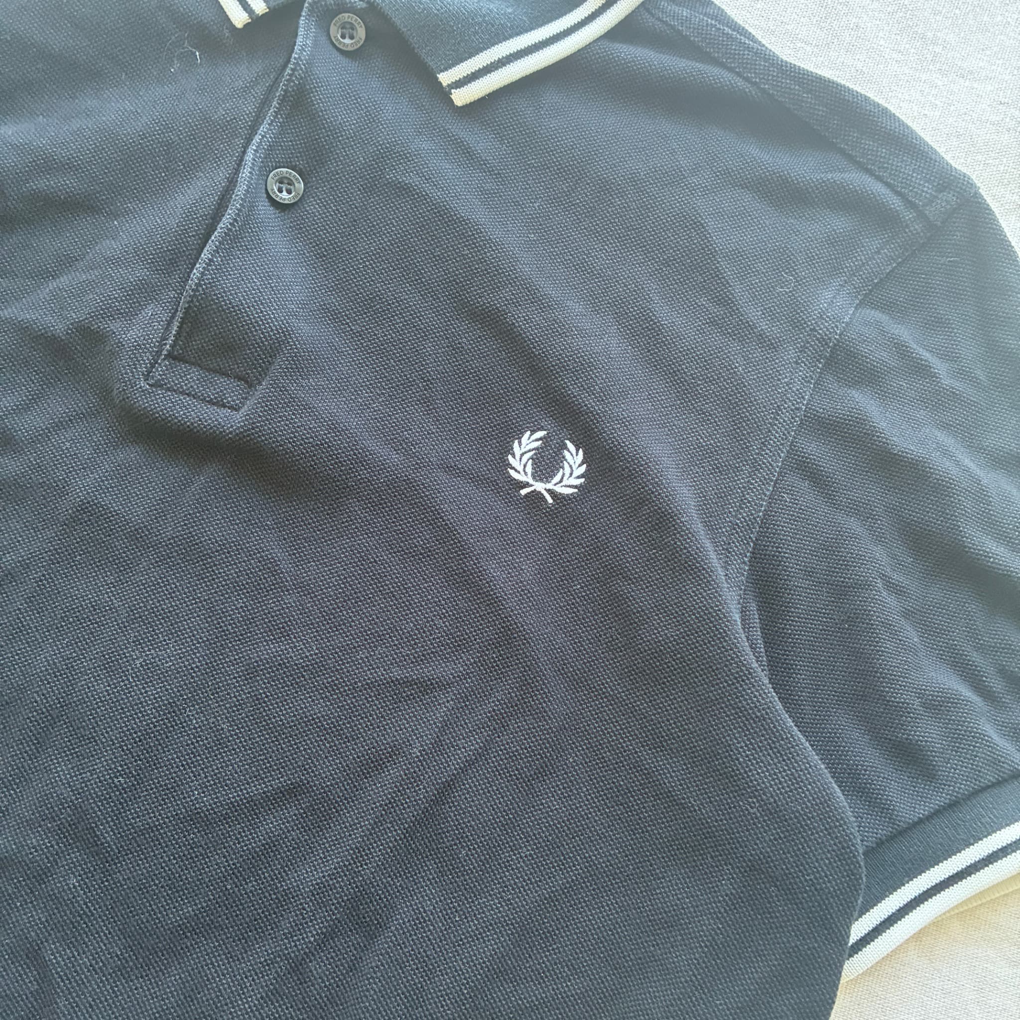 Fred Perry Twin Tipped Polo Shirt Black White Size S — photo 3 of 6