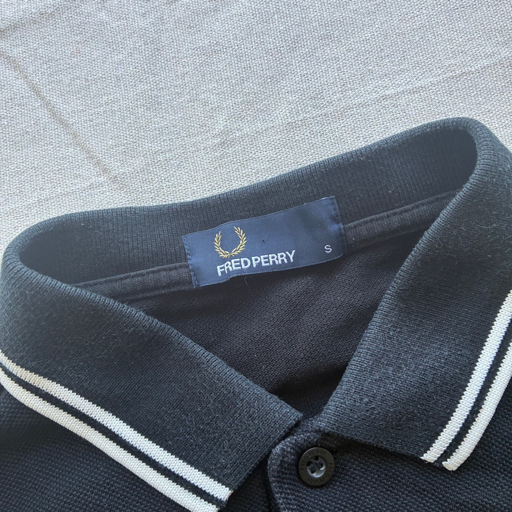 Fred Perry Twin Tipped Polo Shirt Black White Size S — photo 4 of 6