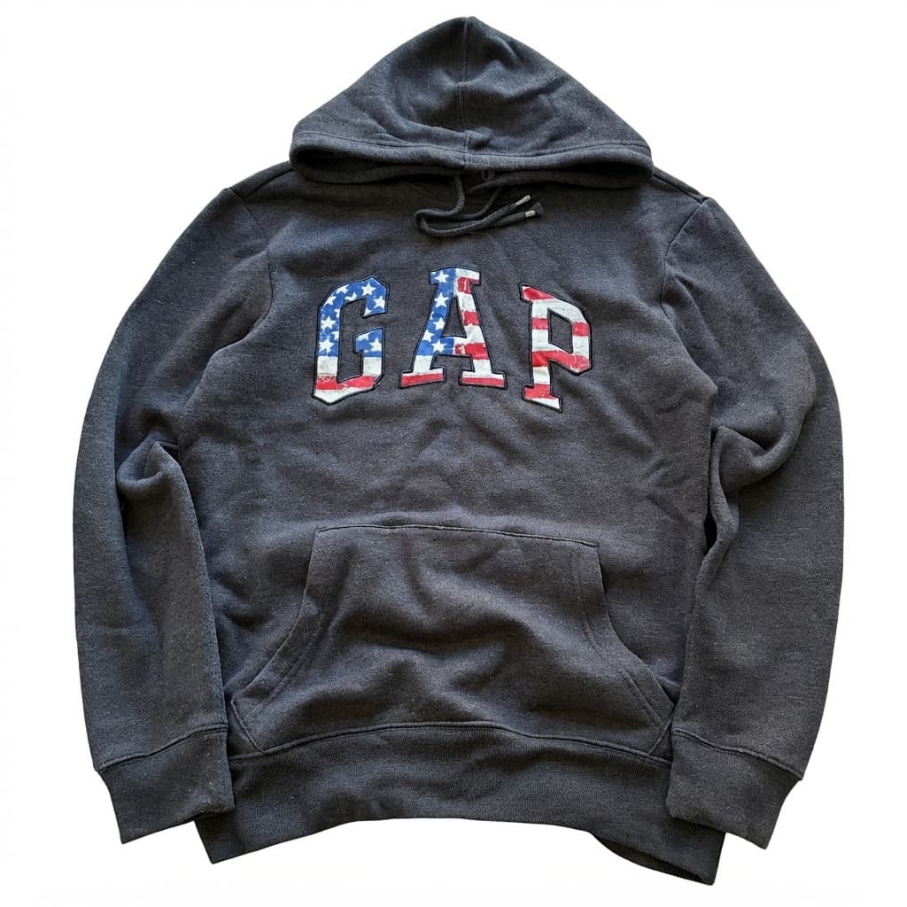 Gap Arch Logo Hoodie American Flag Print Grey XS — photo 1 of 6