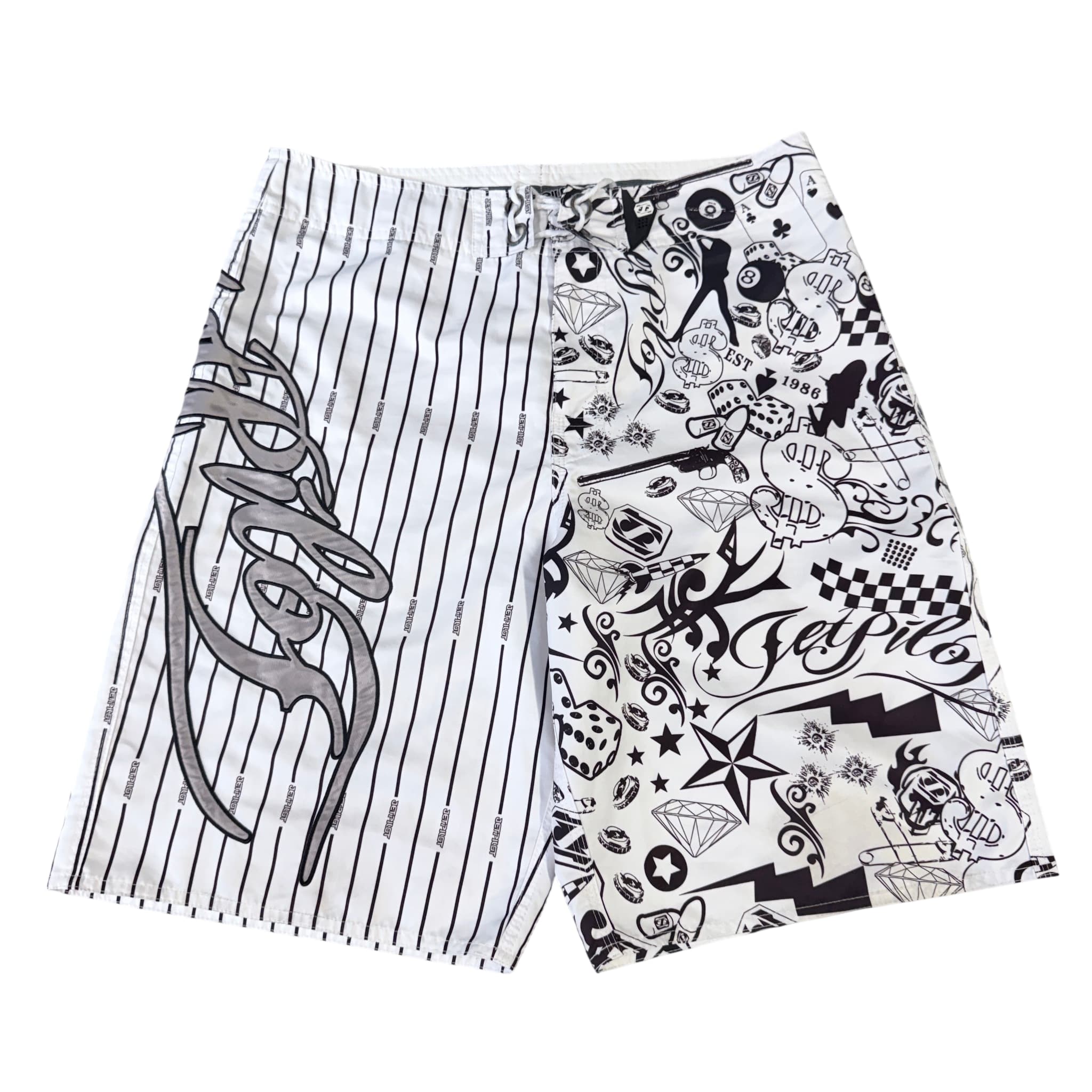Jetpilot Men's Split Print Boardshorts Black White Graphic Size 34 — photo 1 of 12