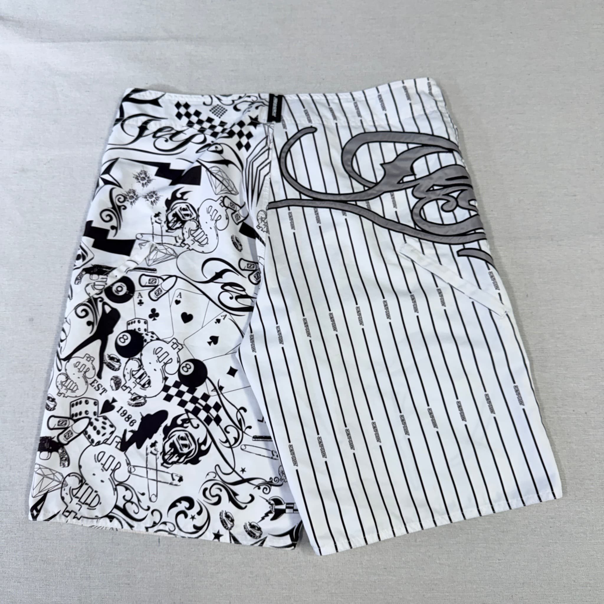 Jetpilot Men's Split Print Boardshorts Black White Graphic Size 34 — photo 7 of 12