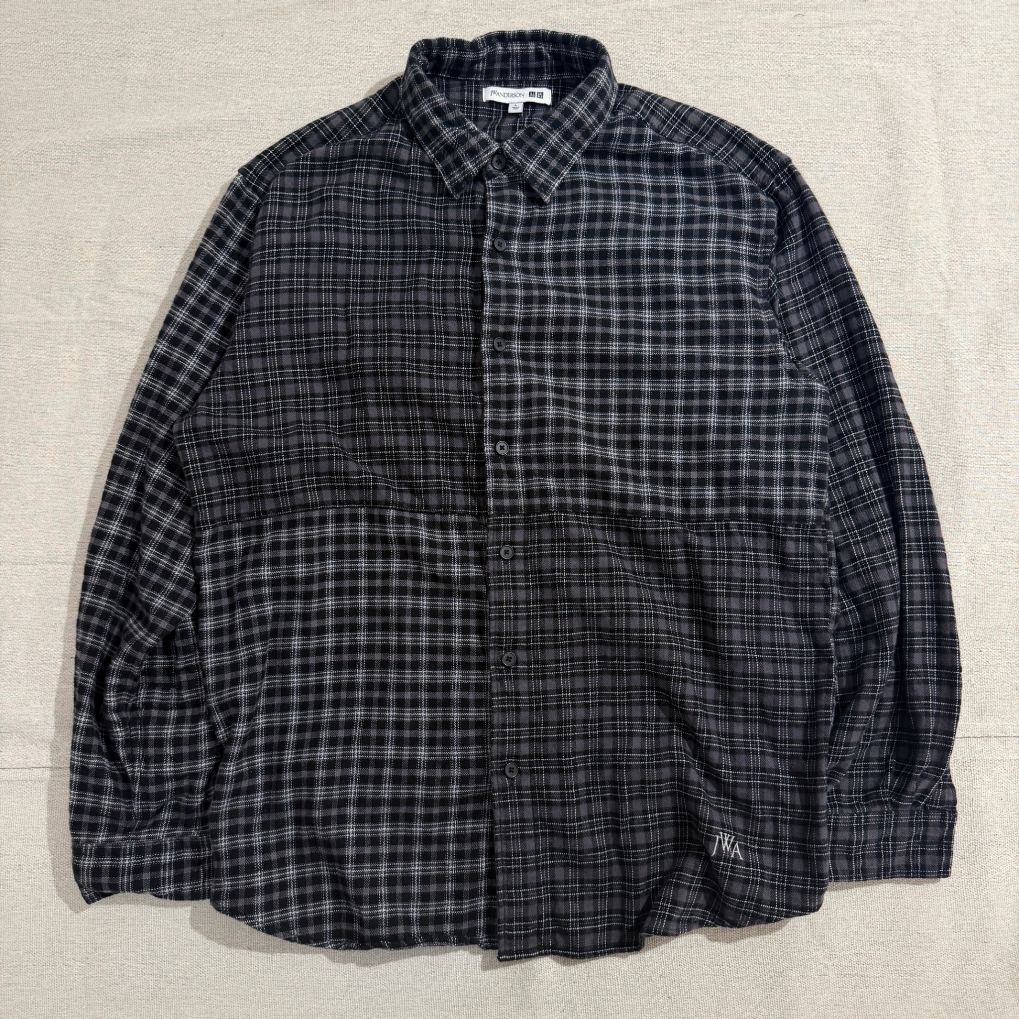 JW ANDERSON x JW Anderson Flannel Checked Long Sleeve Shirt Grey Black Size L — photo 2 of 8
