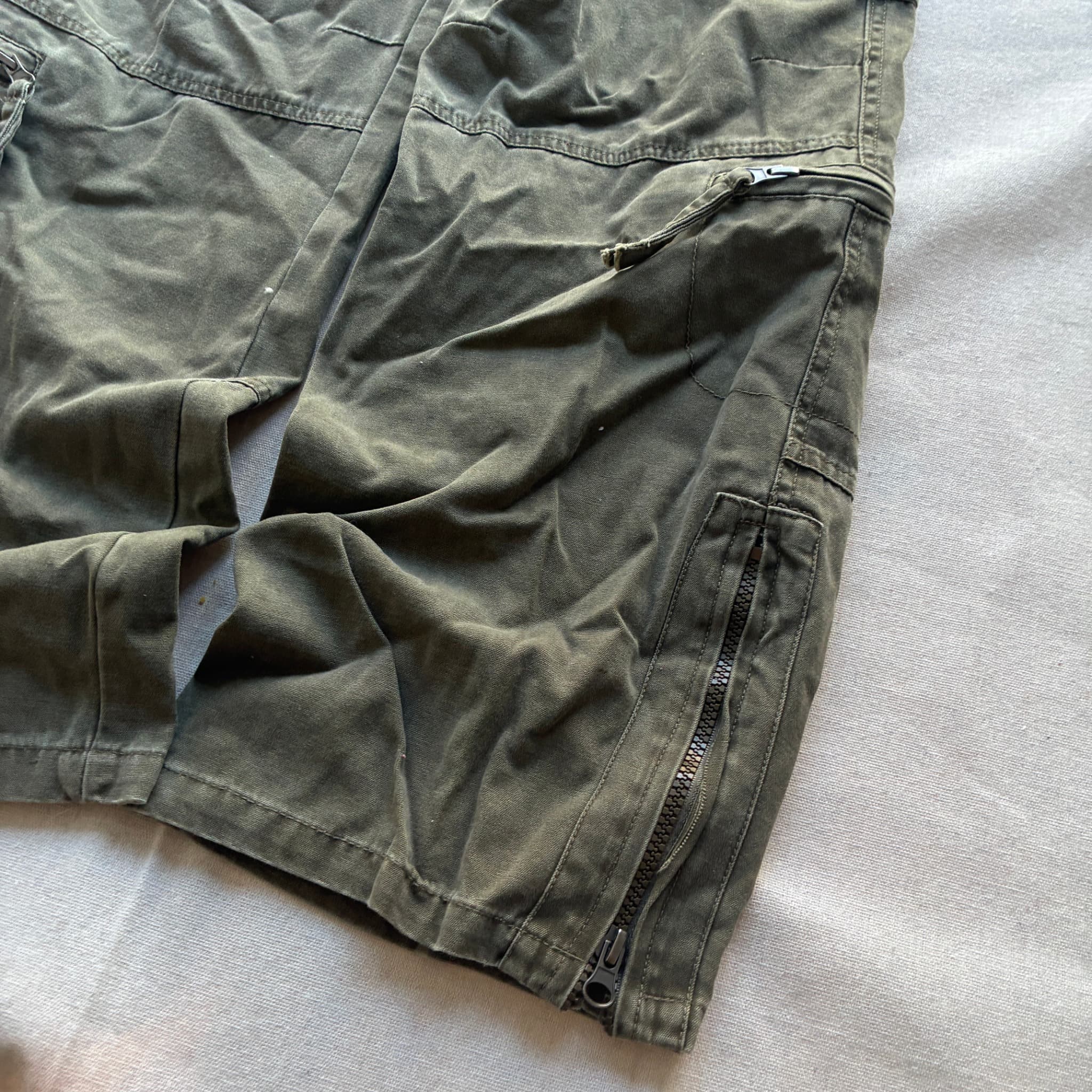 Kataer Vintage Olive Green Multi-Pocket Cargo Pants With Zipper Details Size L — photo 2 of 7