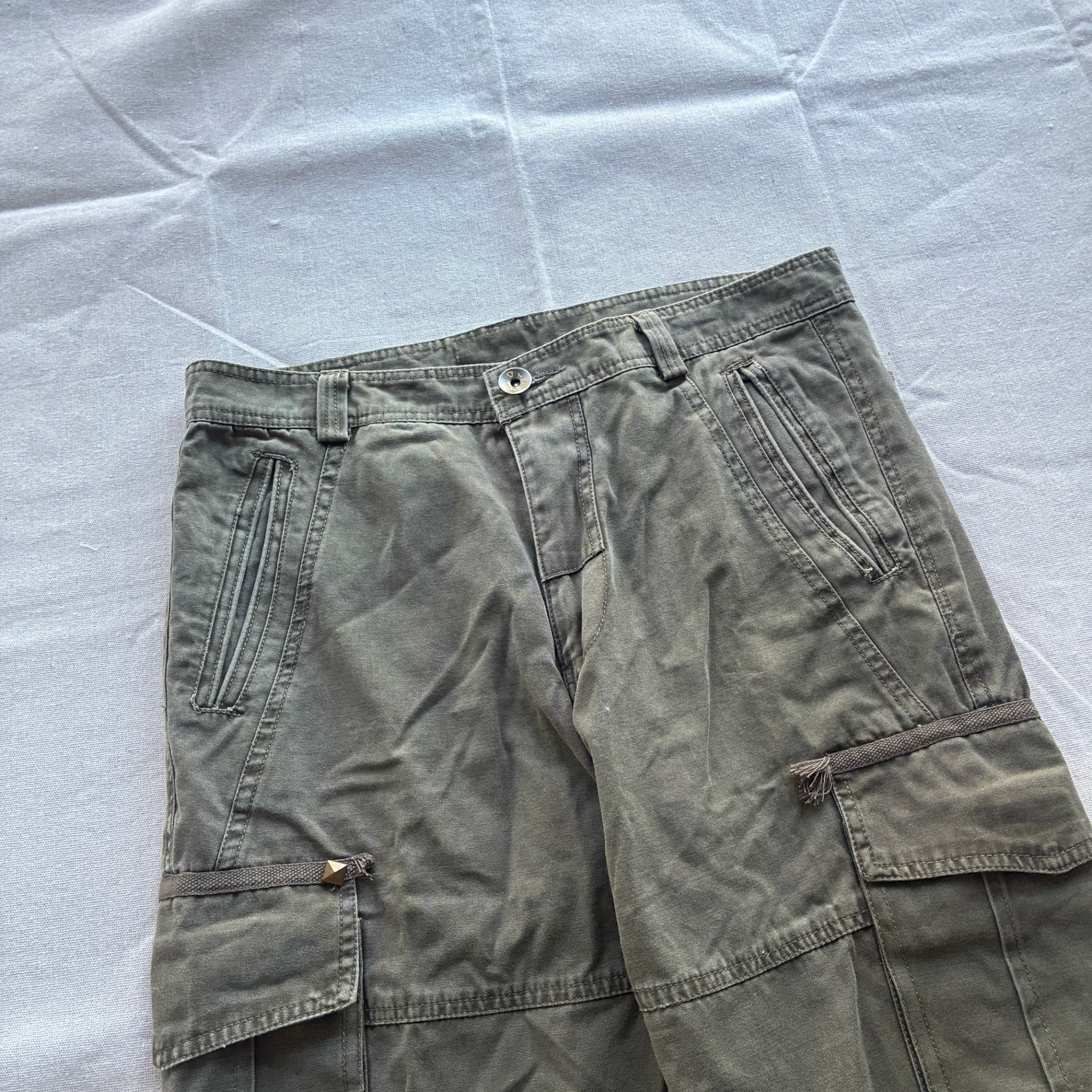 Kataer Vintage Olive Green Multi-Pocket Cargo Pants With Zipper Details Size L — photo 3 of 7