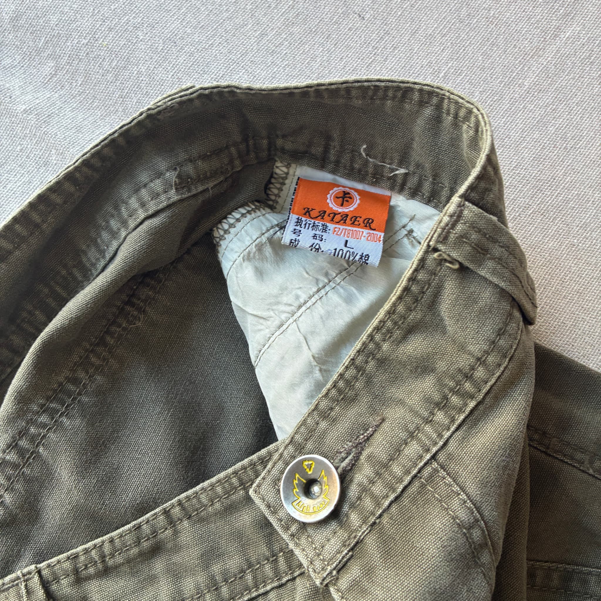 Kataer Vintage Olive Green Multi-Pocket Cargo Pants With Zipper Details Size L — photo 4 of 7