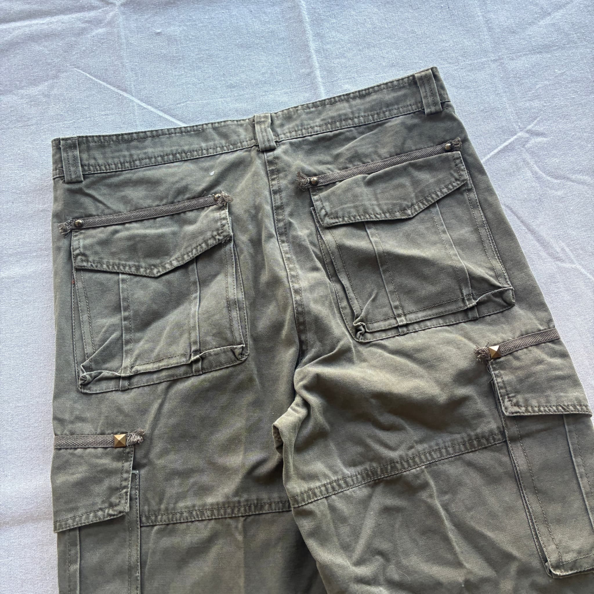 Kataer Vintage Olive Green Multi-Pocket Cargo Pants With Zipper Details Size L — photo 6 of 7