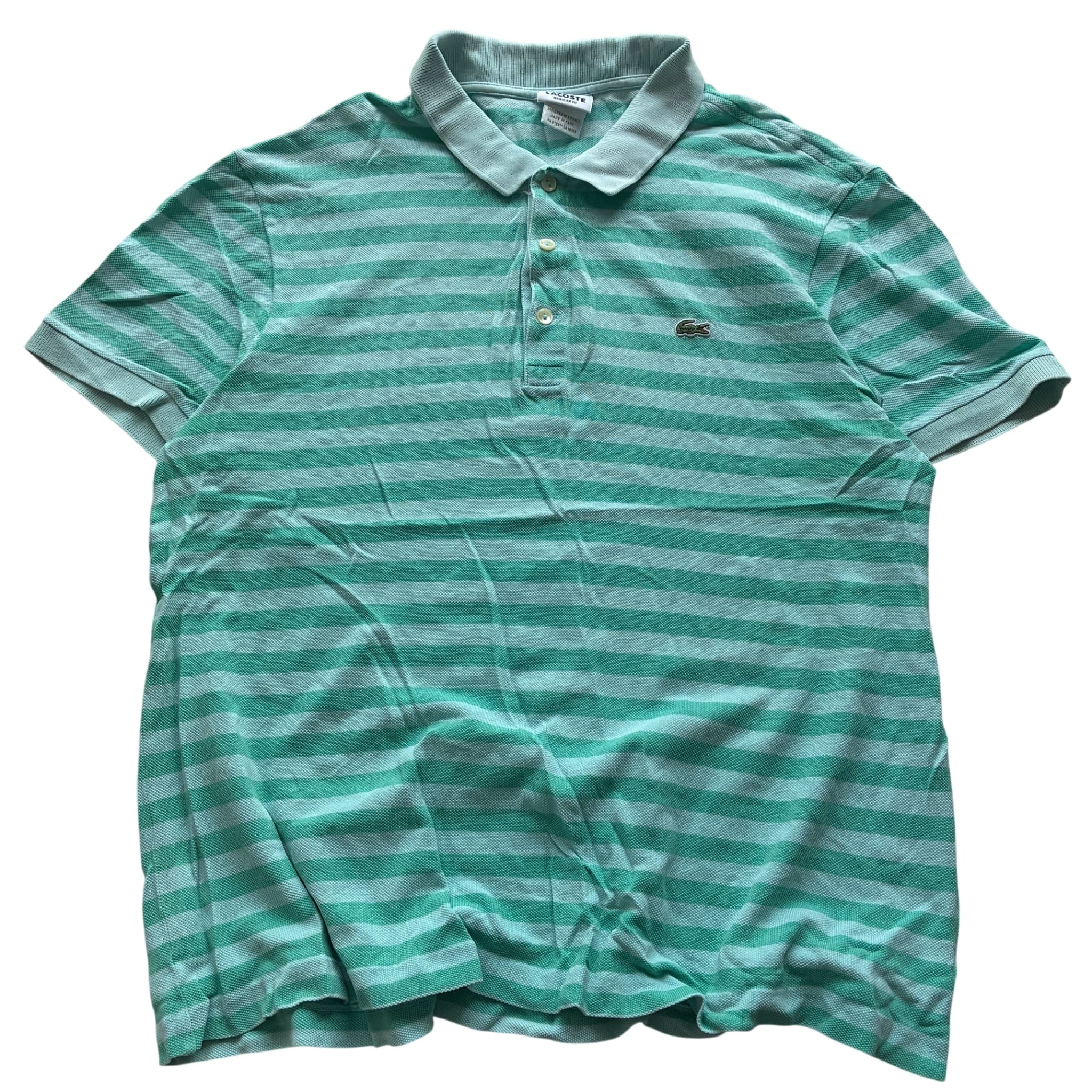 Lacoste Regular Fit Striped Polo Shirt Green White Size 6 — photo 1 of 7