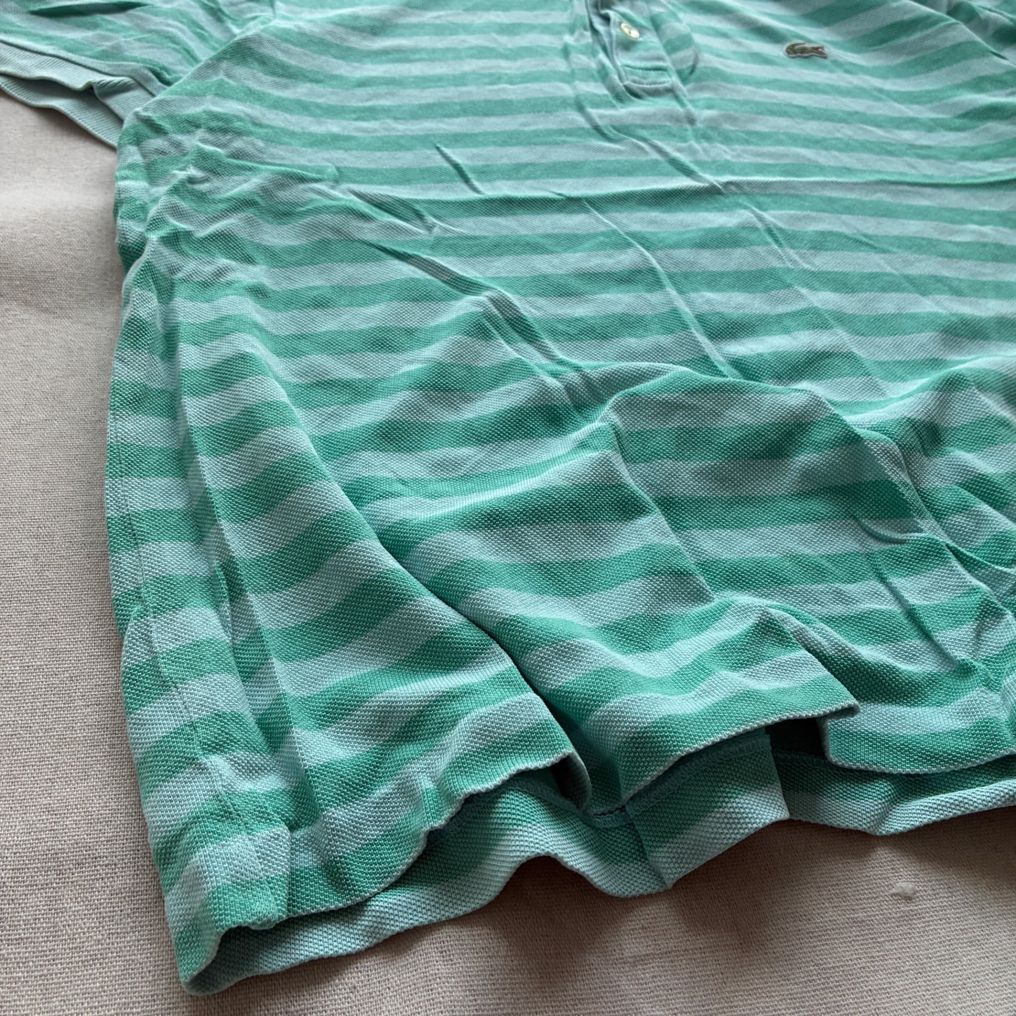 Lacoste Regular Fit Striped Polo Shirt Green White Size 6 — photo 2 of 7