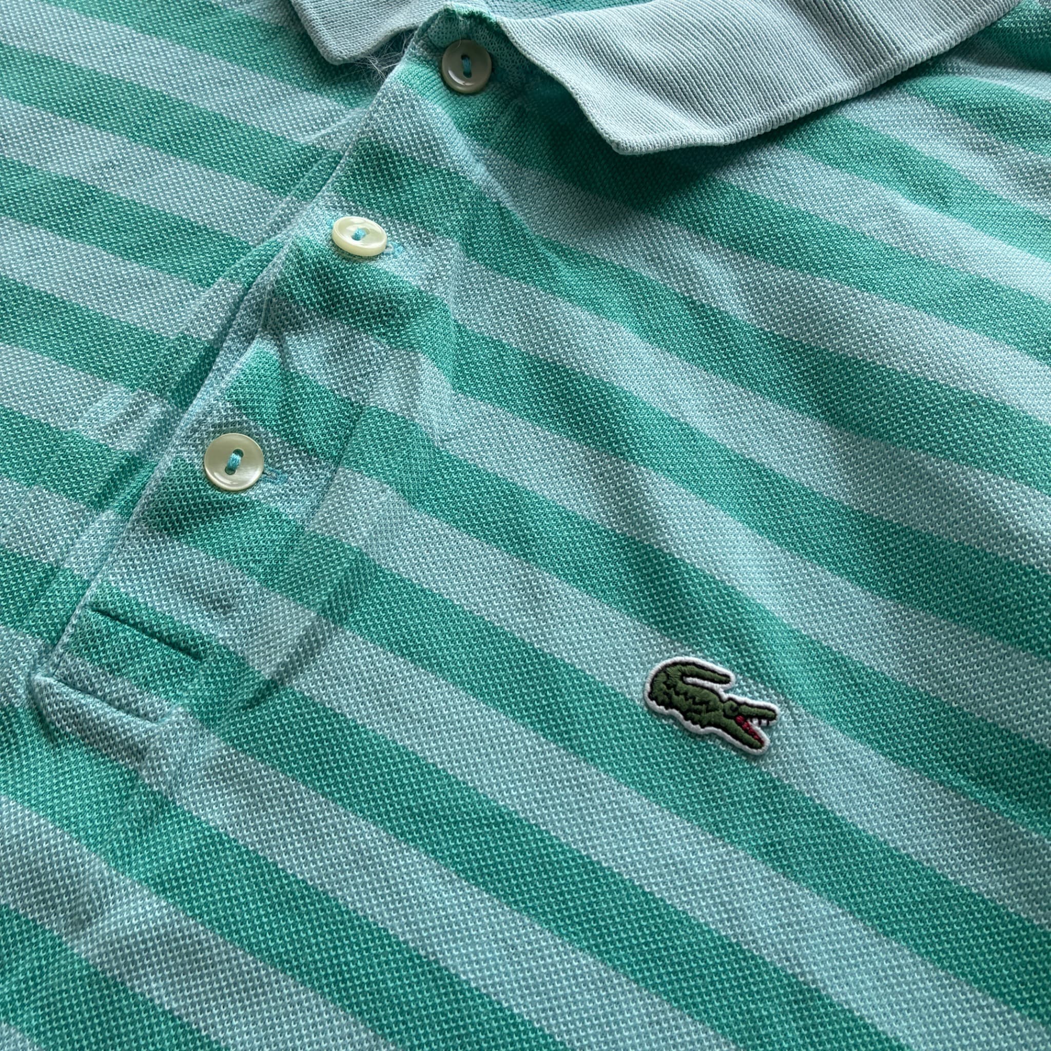 Lacoste Regular Fit Striped Polo Shirt Green White Size 6 — photo 3 of 7