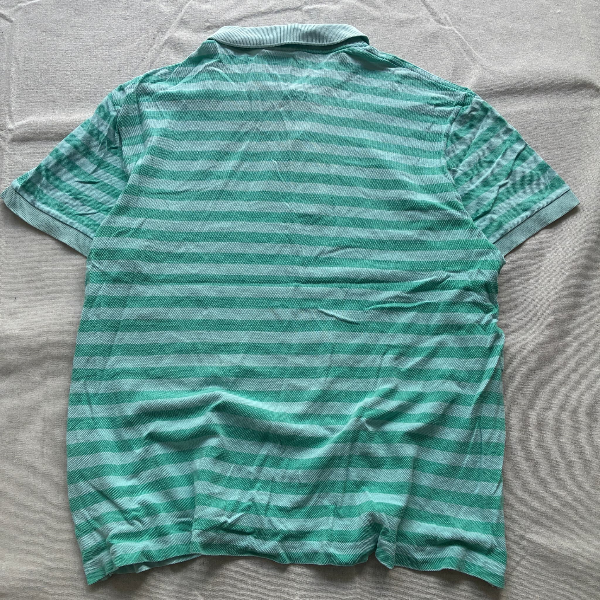 Lacoste Regular Fit Striped Polo Shirt Green White Size 6 — photo 5 of 7