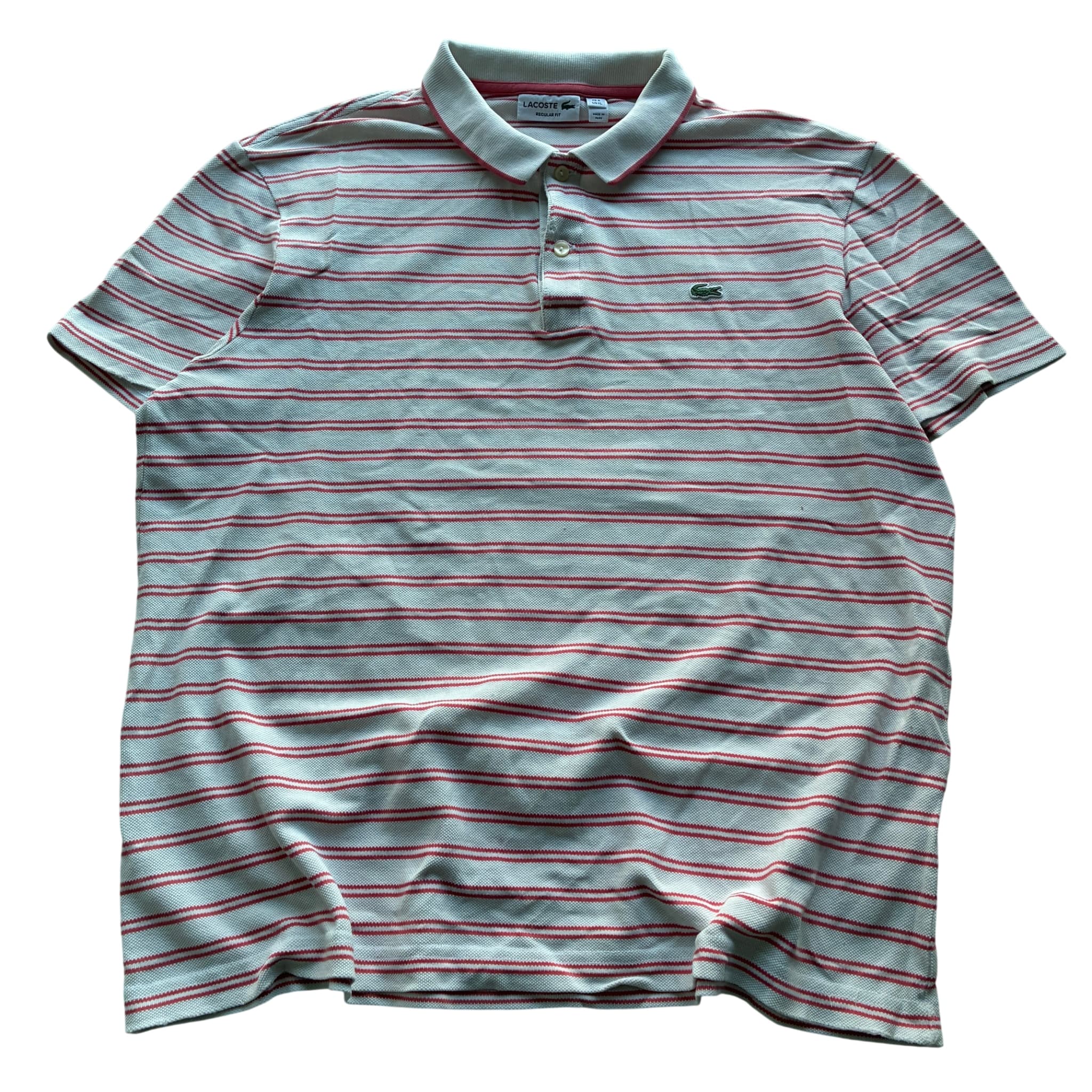 Lacoste Regular Fit Striped Polo Shirt Grey Red Men's Size XL — photo 1 of 6