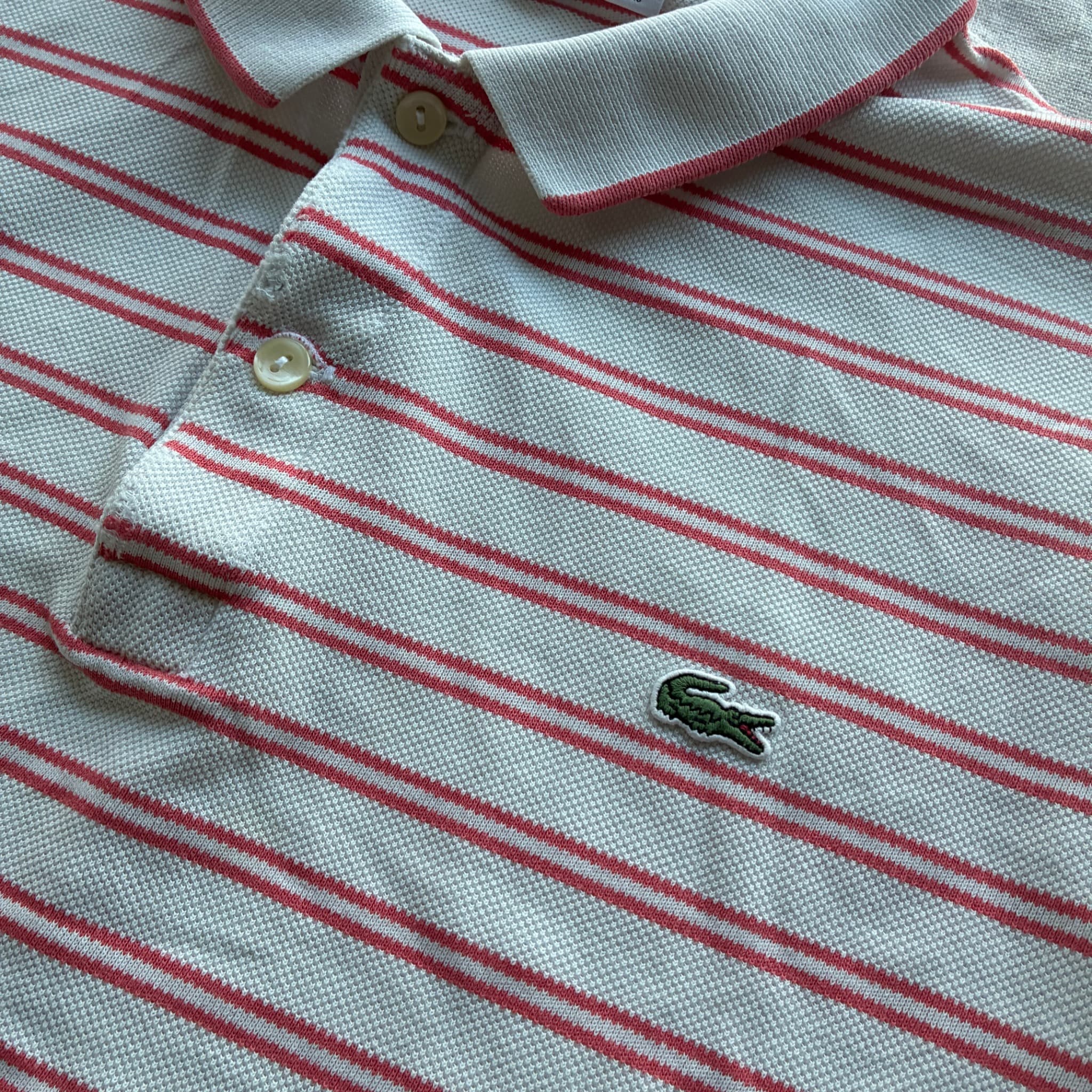 Lacoste Regular Fit Striped Polo Shirt Grey Red Men's Size XL — photo 3 of 6