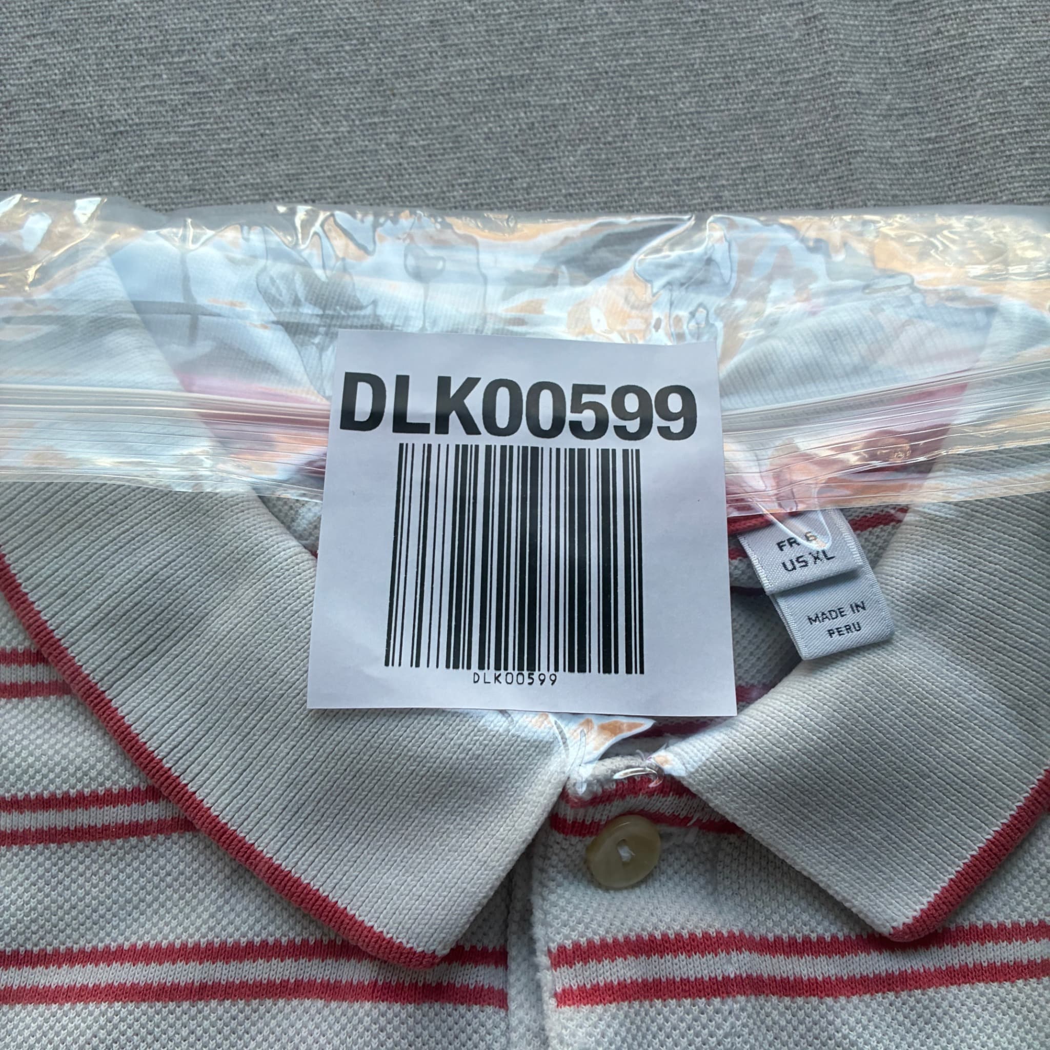 Lacoste Regular Fit Striped Polo Shirt Grey Red Men's Size XL — photo 6 of 6