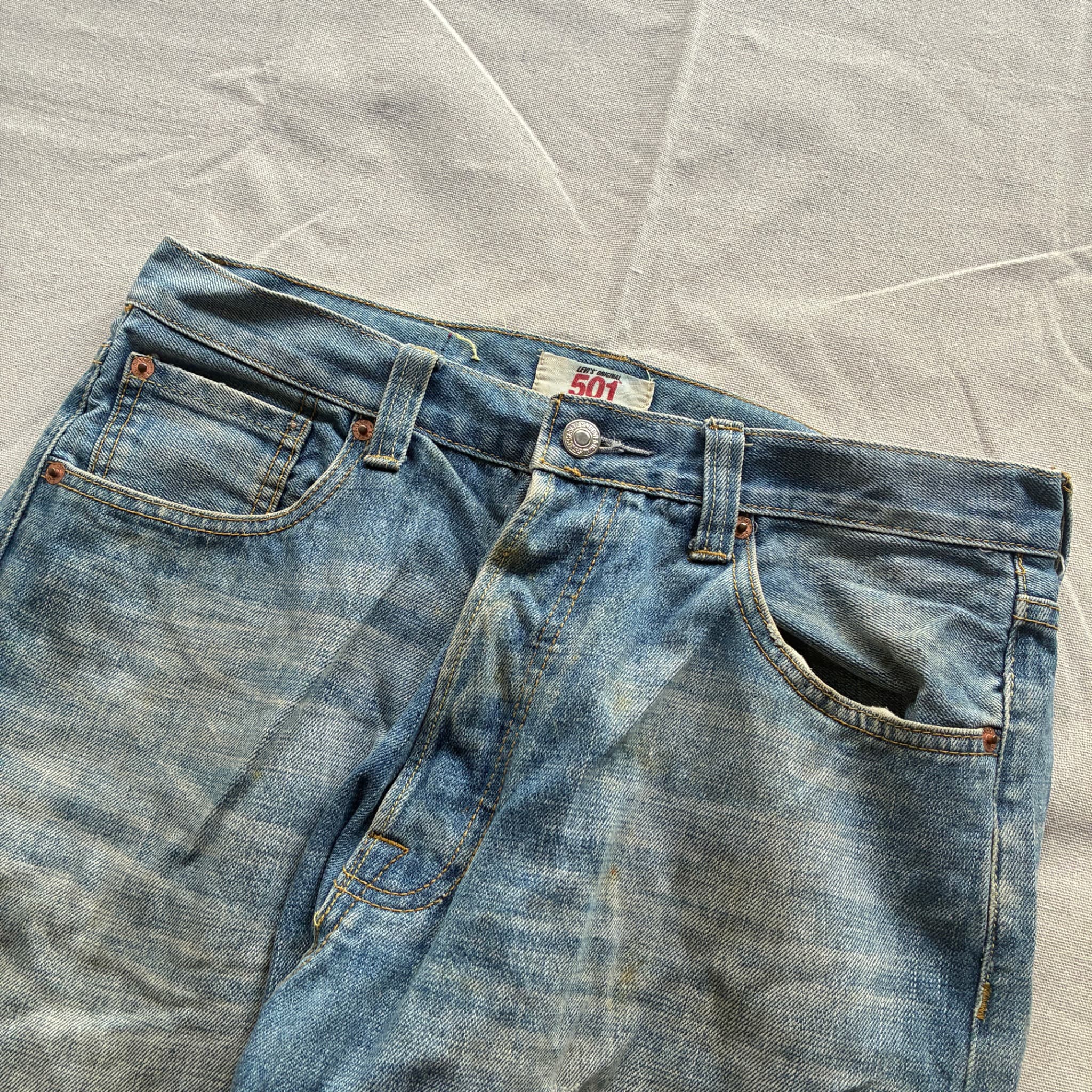 Levi's 501 Distressed Cut-Off Denim Shorts Blue Men's 33 — photo 3 of 7