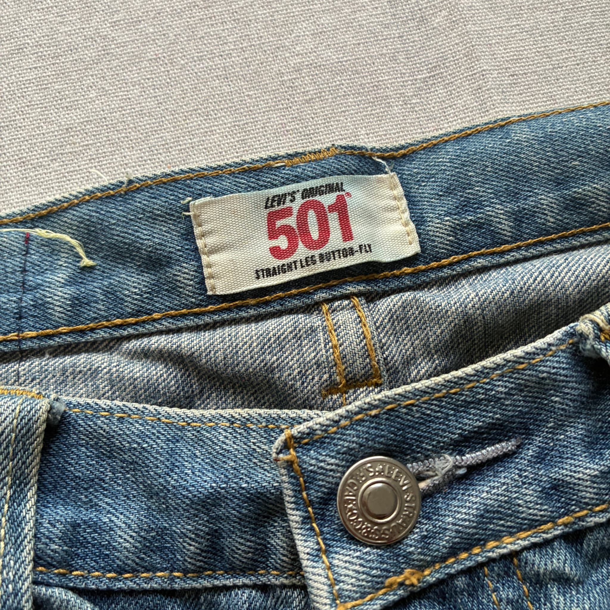 Levi's 501 Distressed Cut-Off Denim Shorts Blue Men's 33 — photo 4 of 7