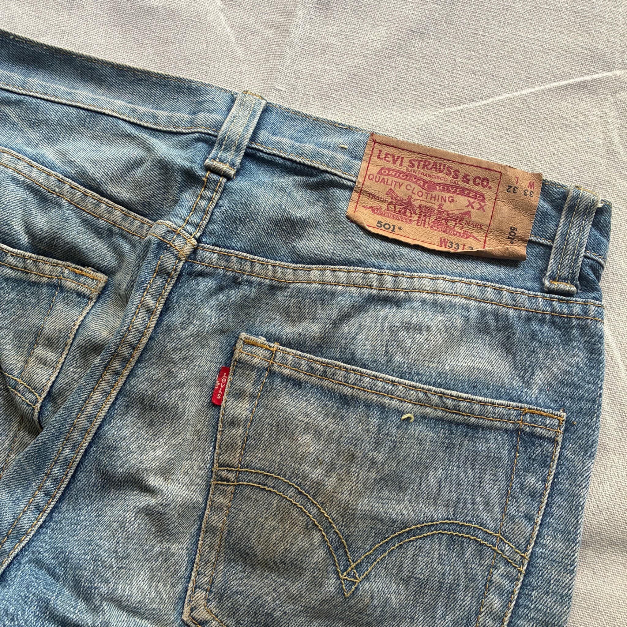 Levi's 501 Distressed Cut-Off Denim Shorts Blue Men's 33 — photo 6 of 7