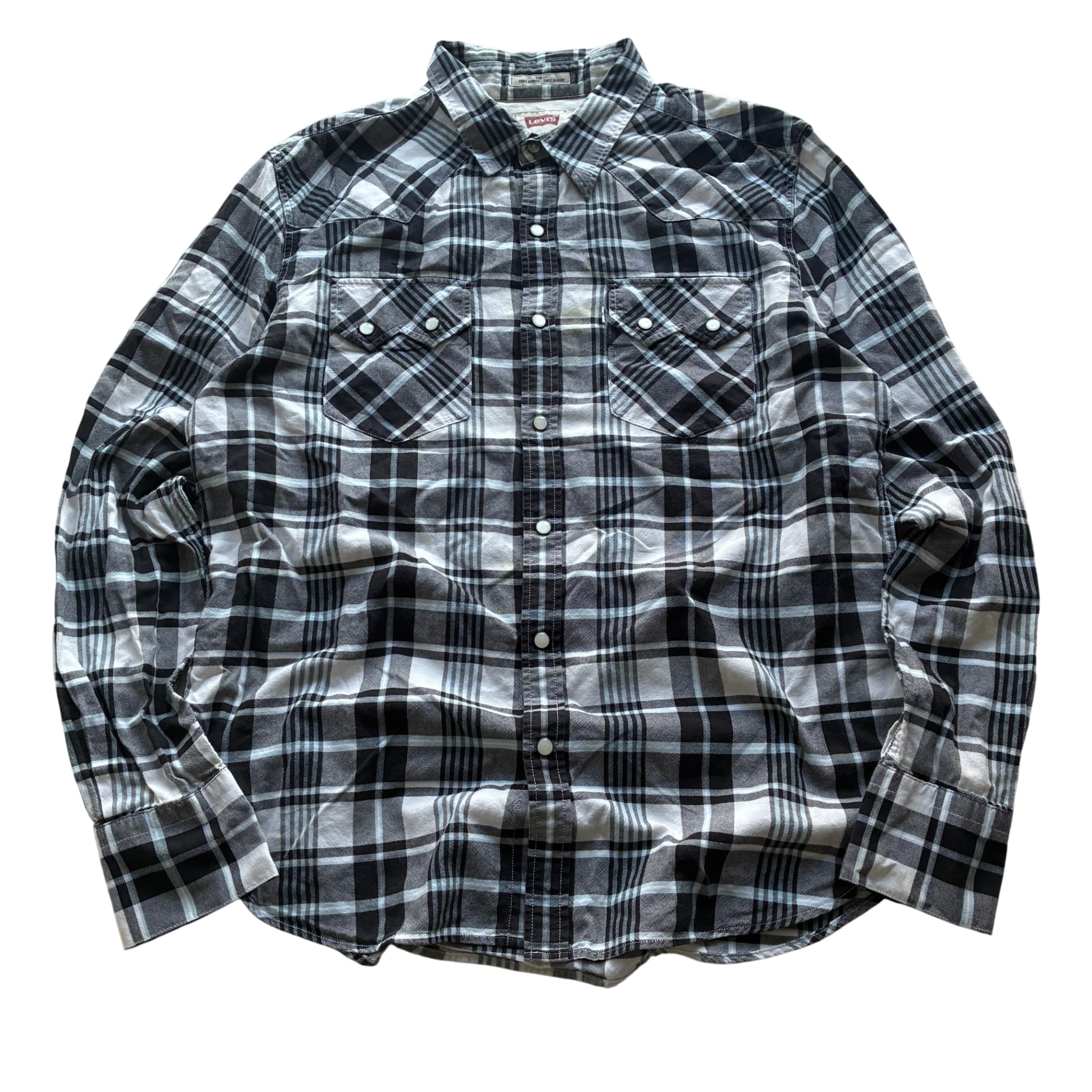 Levi's Men's Black White Plaid Western Snap-Front Shirt Size L — photo 1 of 7