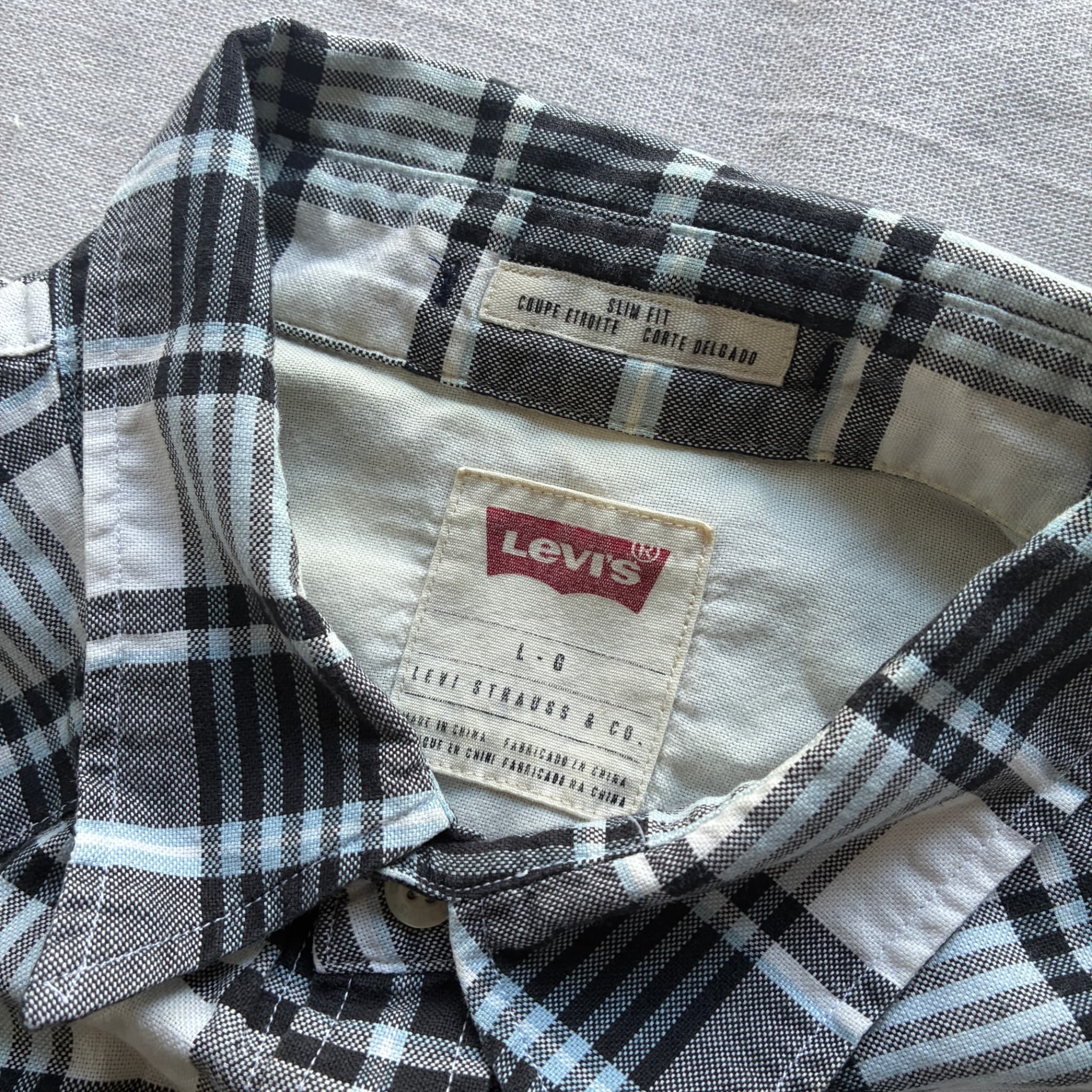 Levi's Men's Black White Plaid Western Snap-Front Shirt Size L — photo 4 of 7