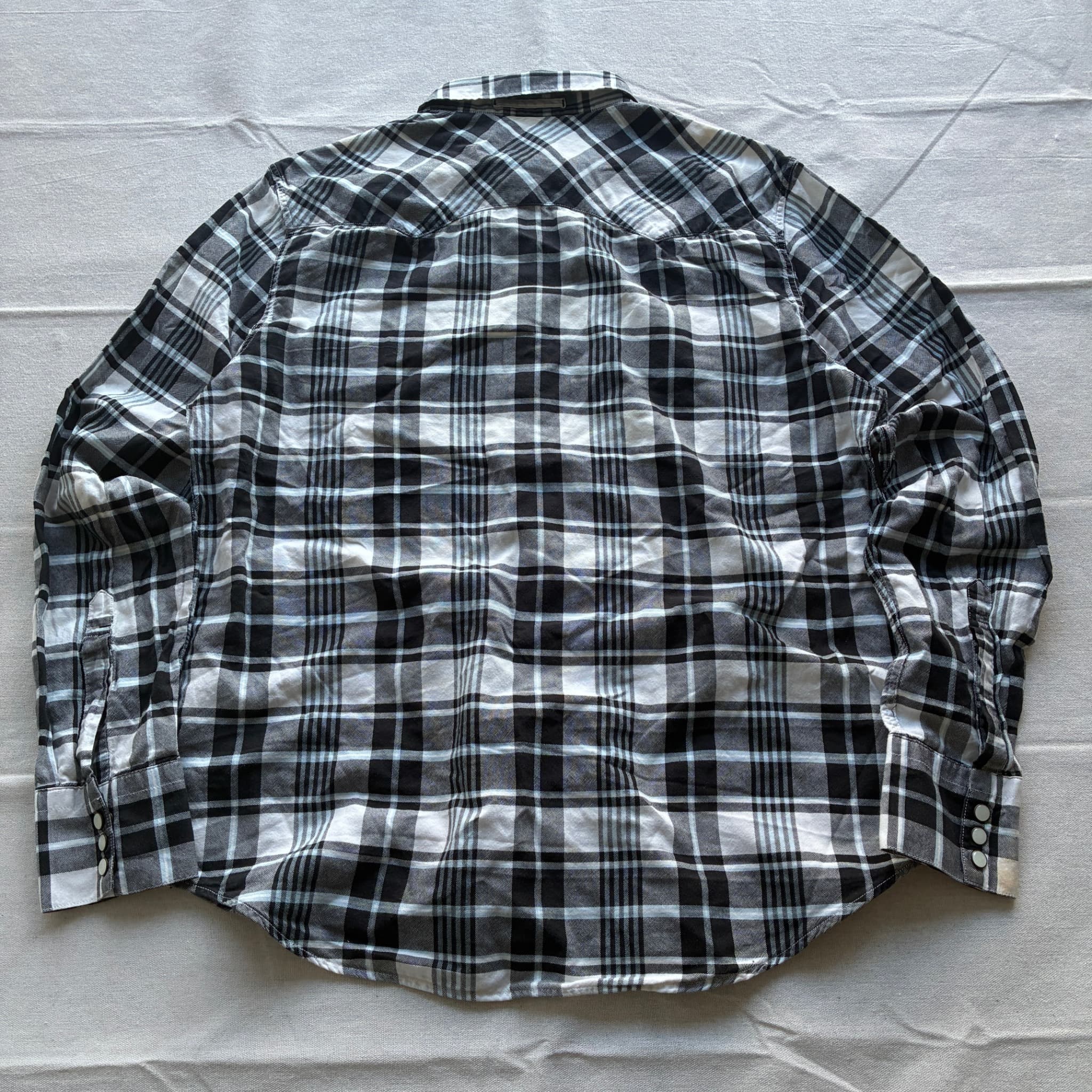 Levi's Men's Black White Plaid Western Snap-Front Shirt Size L — photo 5 of 7