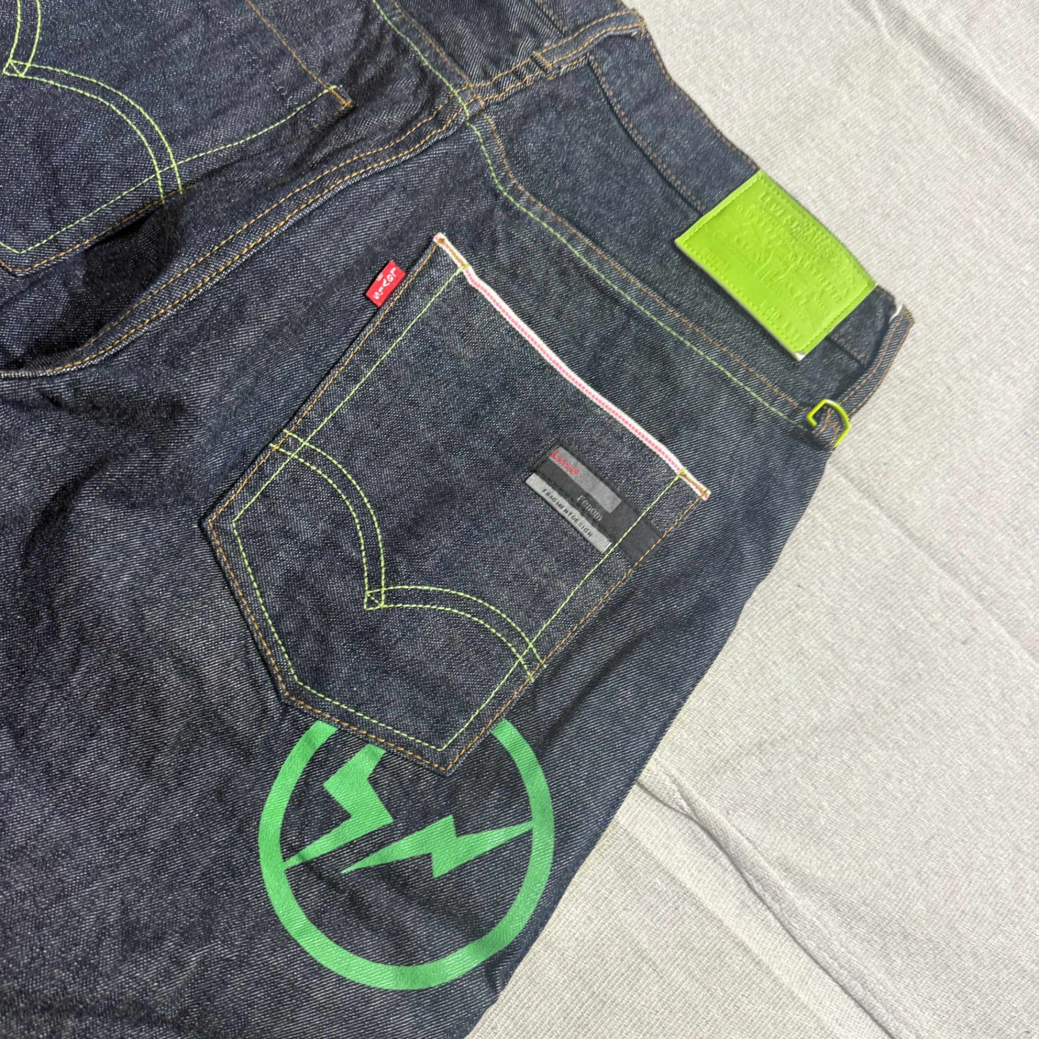 Levi Strauss & Co. Fenom x Fragment Design Neon Zip Raw Denim Jeans Size 30 — photo 5 of 8